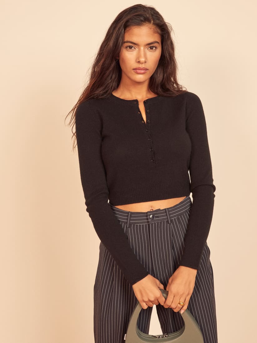 Cropped henley sweater Outlet