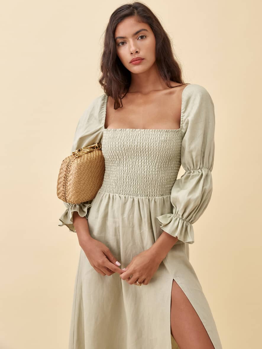 Reformation white long sleeve dress