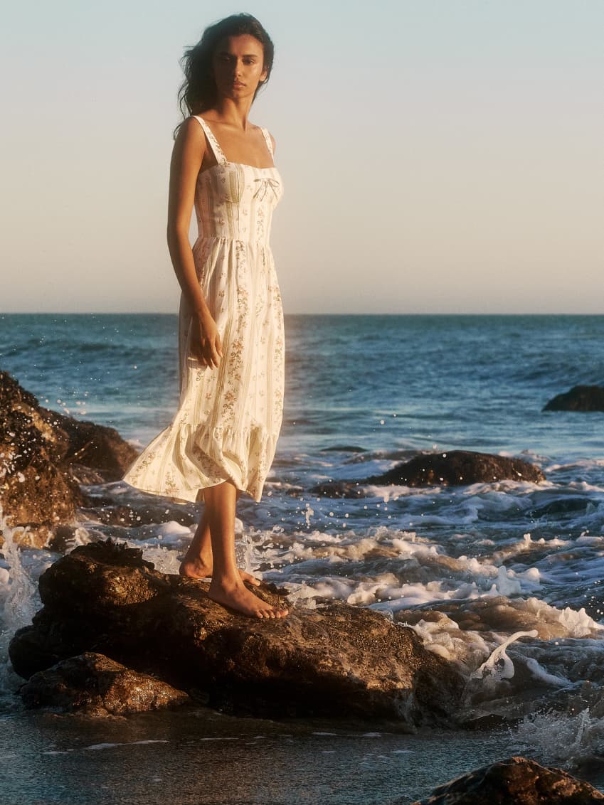 Maegan Dress - Tank Straps Midi Linen