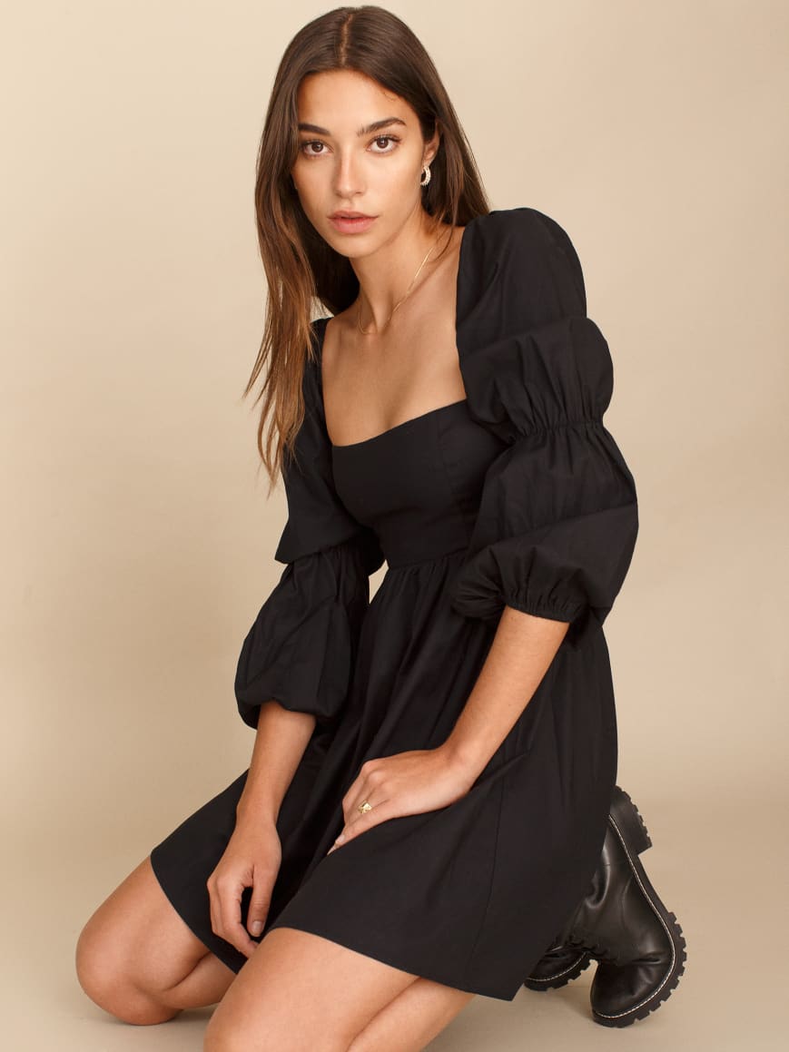 black babydoll dress long sleeve