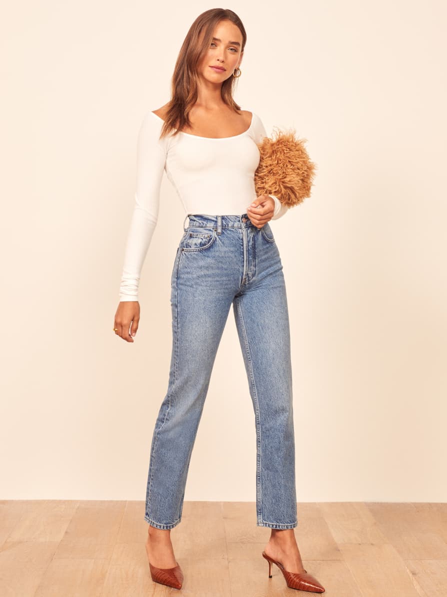 Reformation cynthia high rise straight jeans Clearance