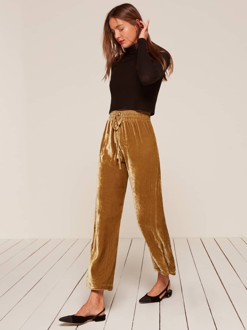 Gold velvet pants clearance