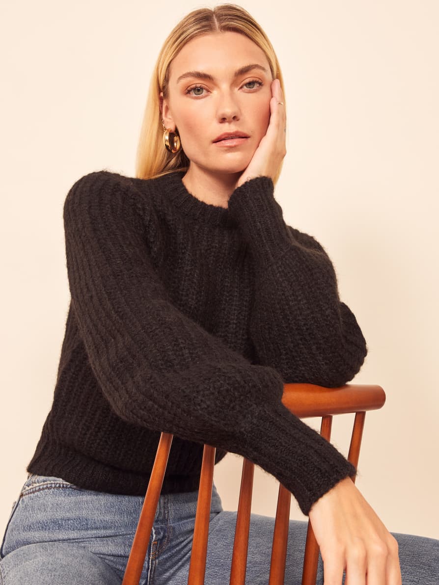 Reformation Cashmere Polo Sweater | SHOPBOP Luisa Cropped Cashmere Sweater...