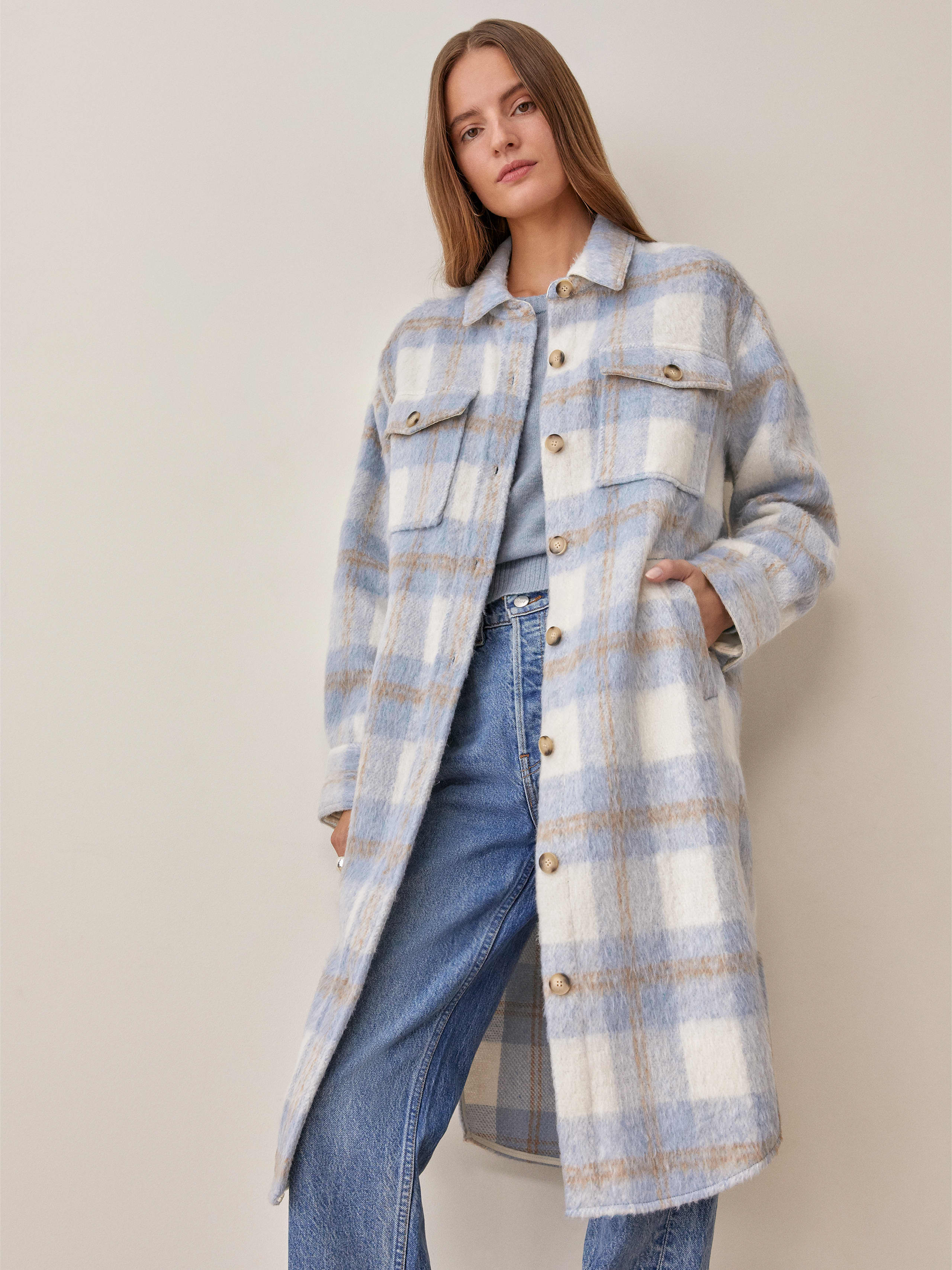 Light Blue Plaid Ainslie Jacket