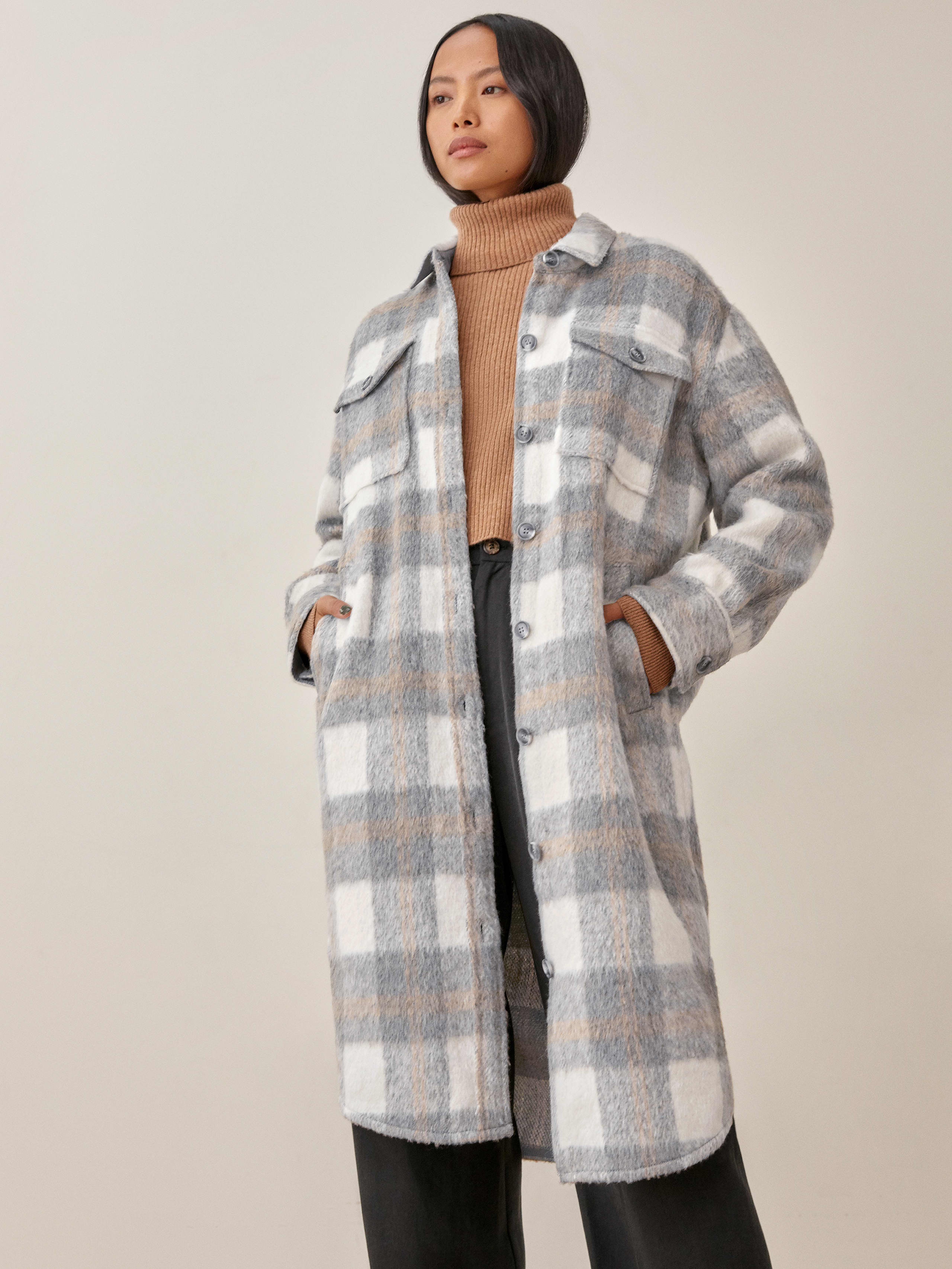 Light Grey Plaid Ainslie Jacket