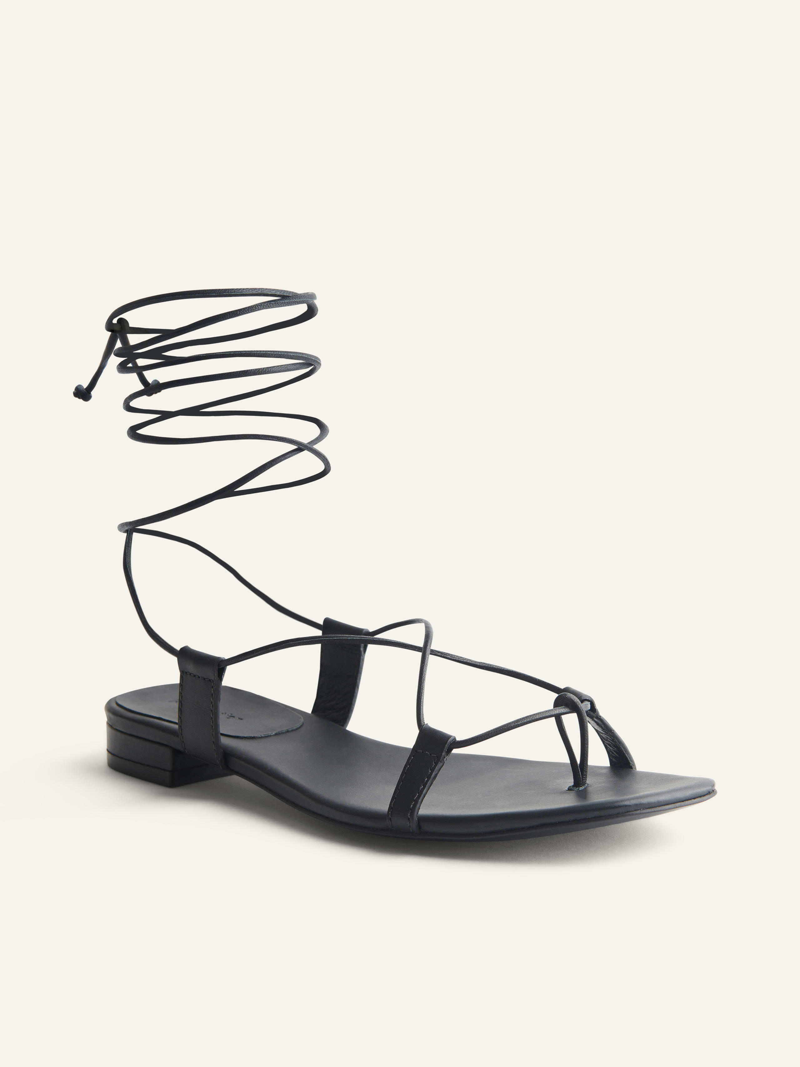 Alize Lace Up Flat Sandal - Leather Sustainable Shoes | Reformation