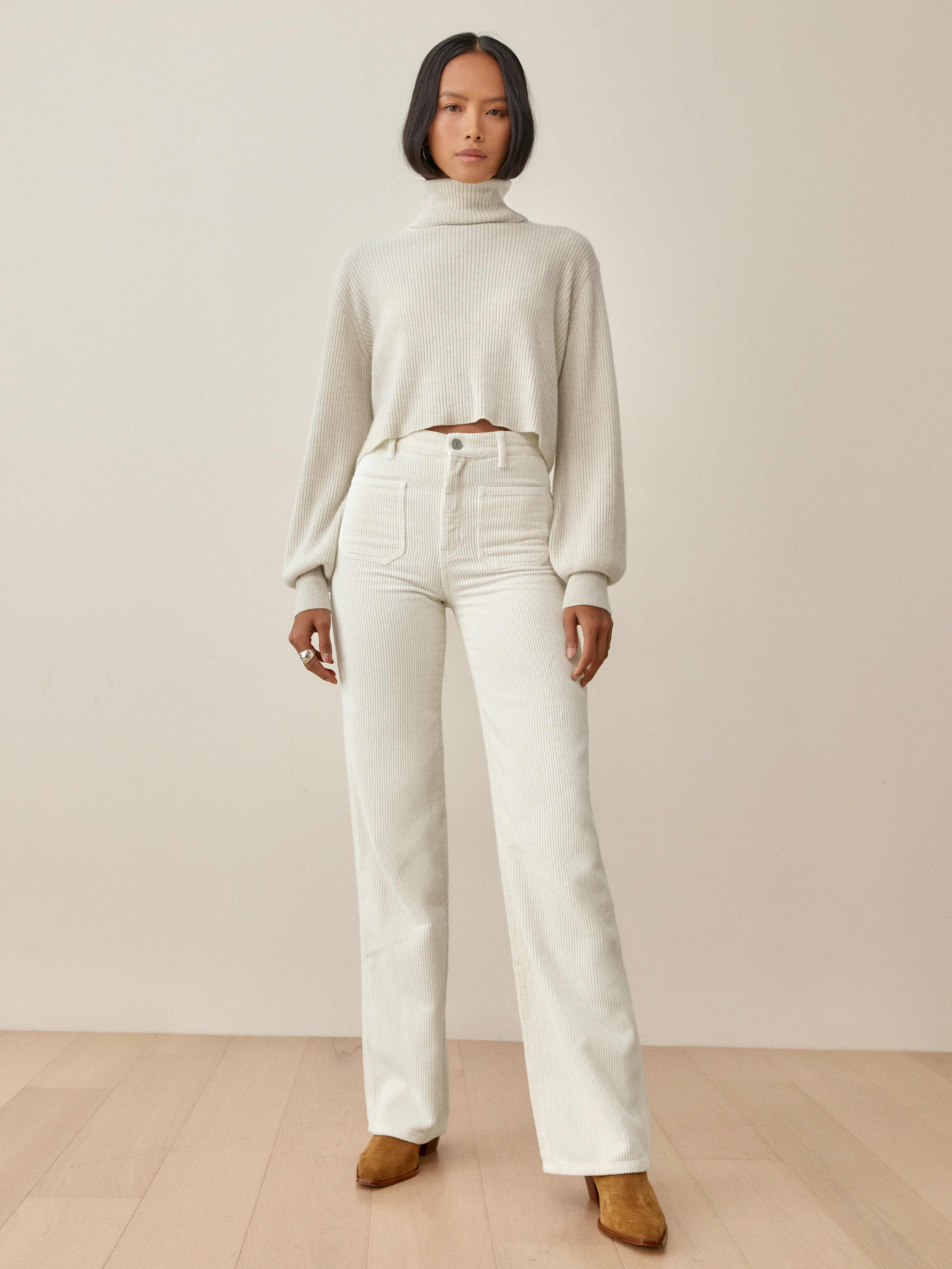 Bone Alyssa High Rise Wide Leg Corduroy Pants