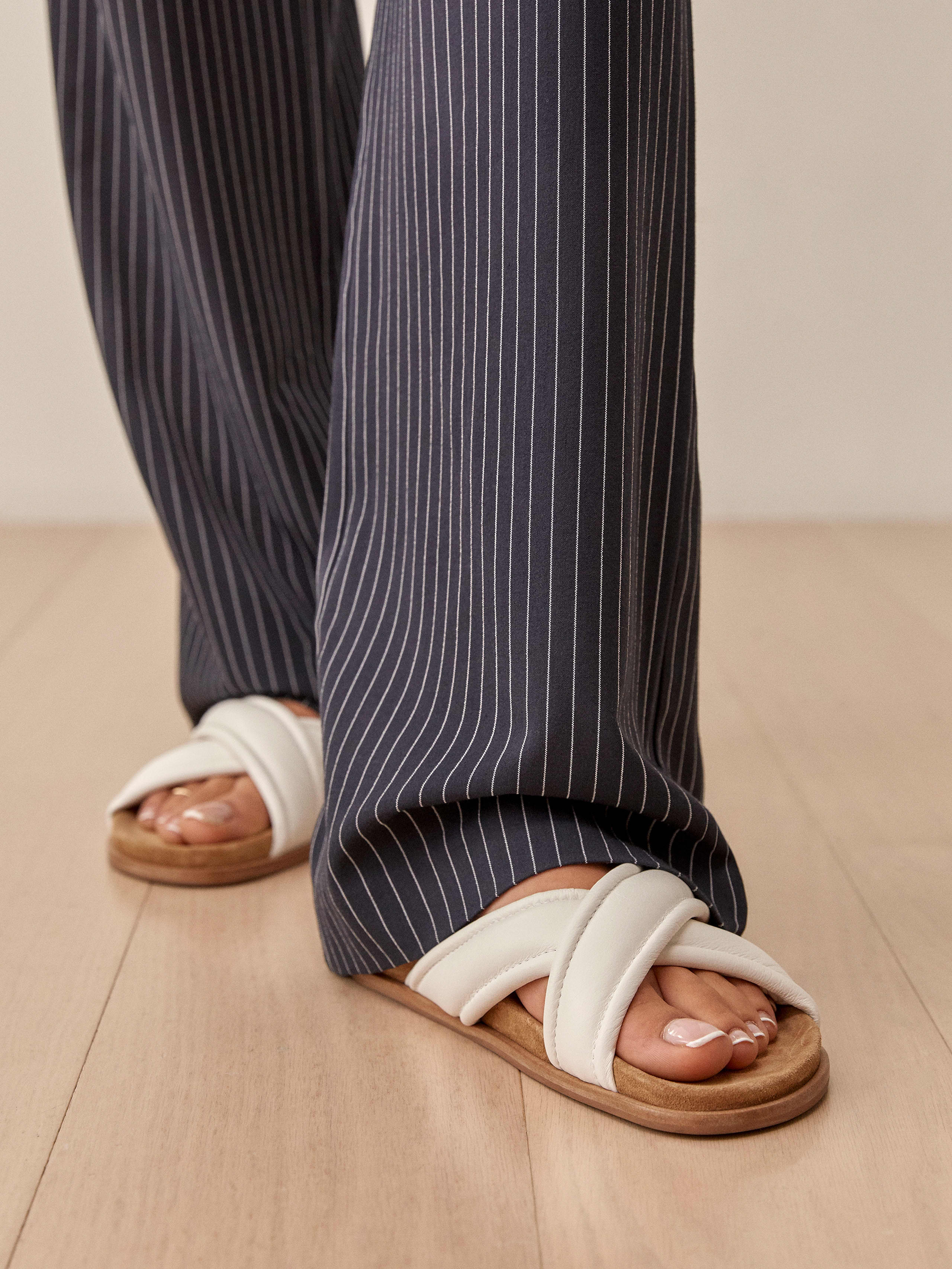 White Arianna Puffy Strap Slide Sandal