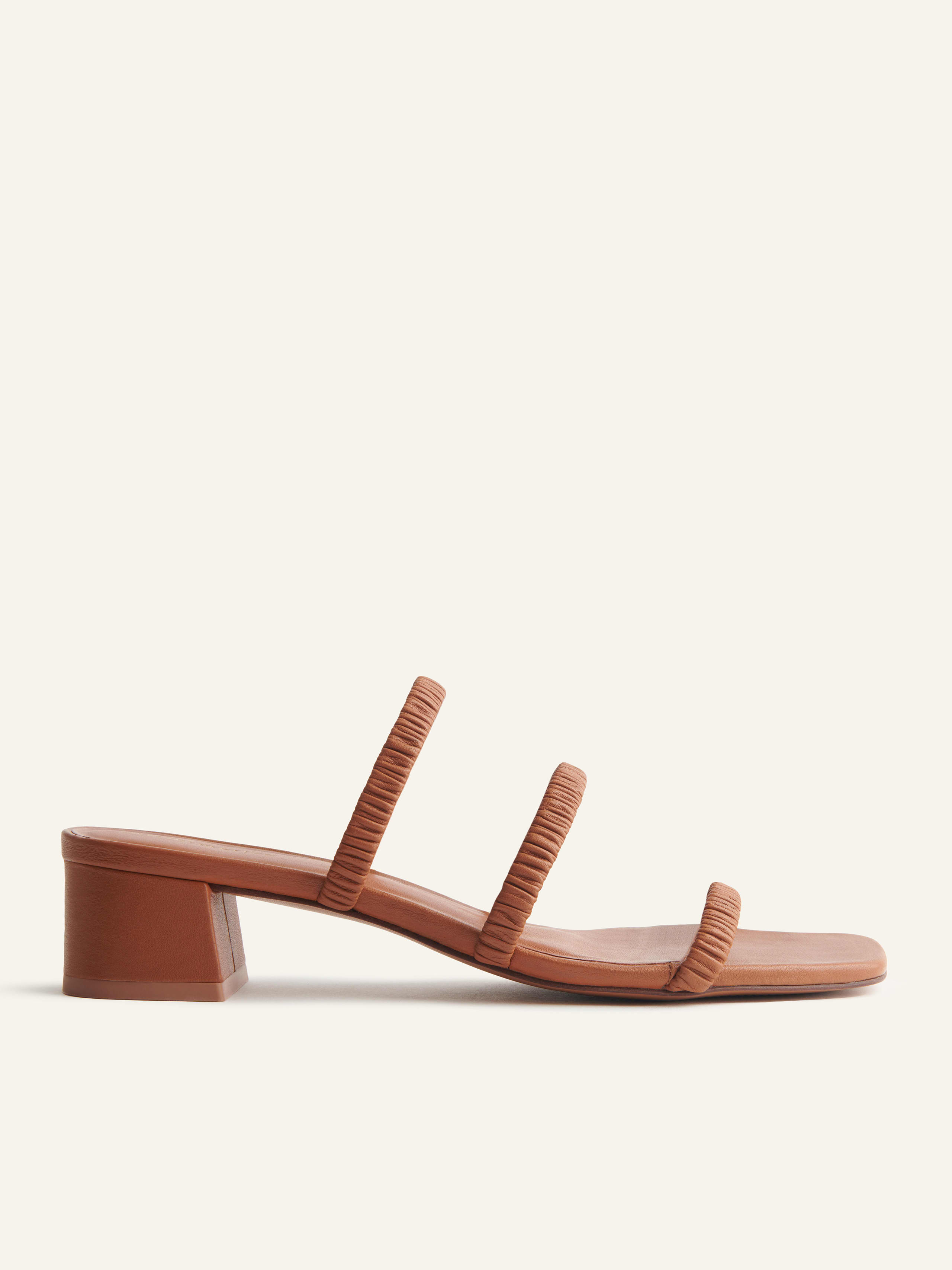 Pecan Assunta Strappy Block Heel Mule