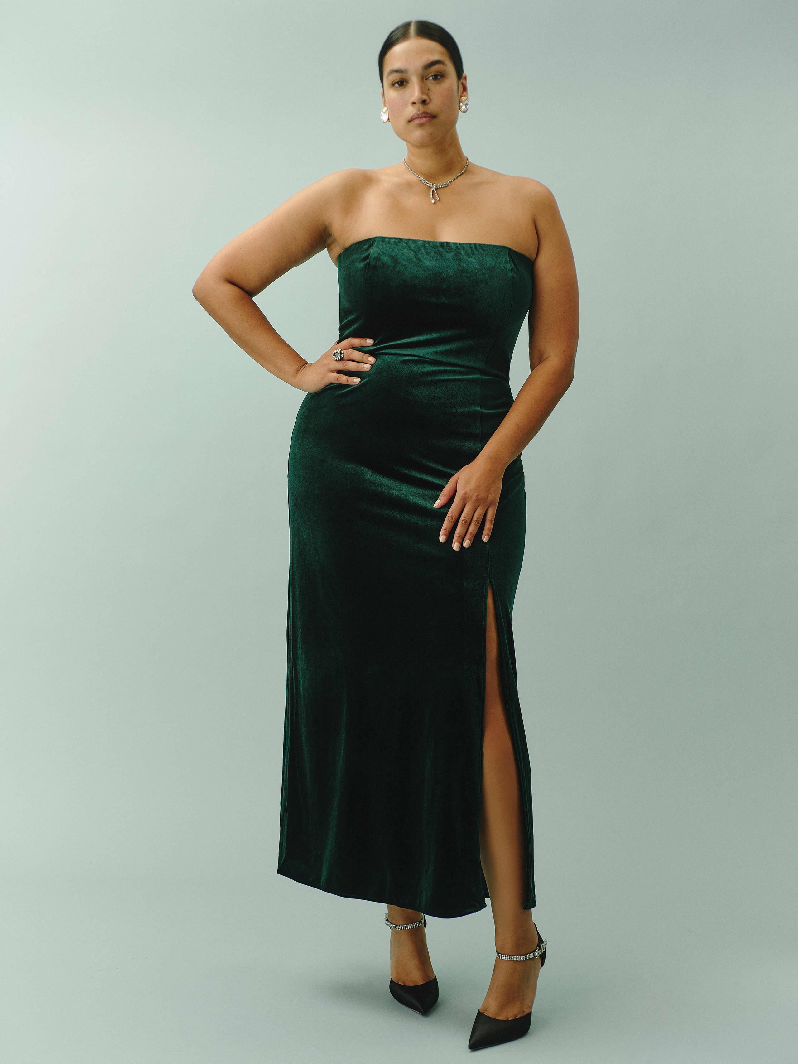 Emerald Beacon Velvet Dress