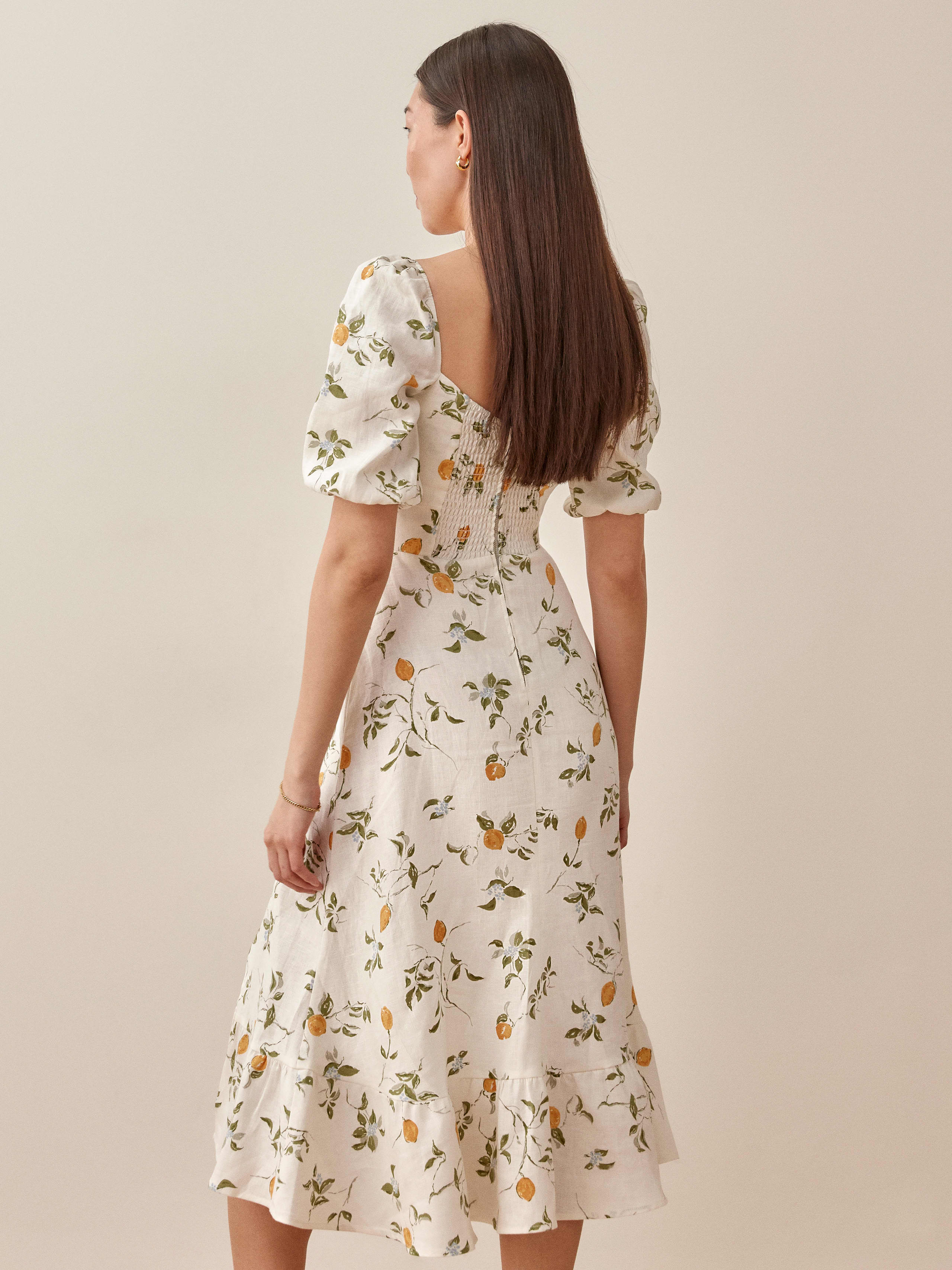 Belgium Dress Short Sleeve Midi Linen Reformation