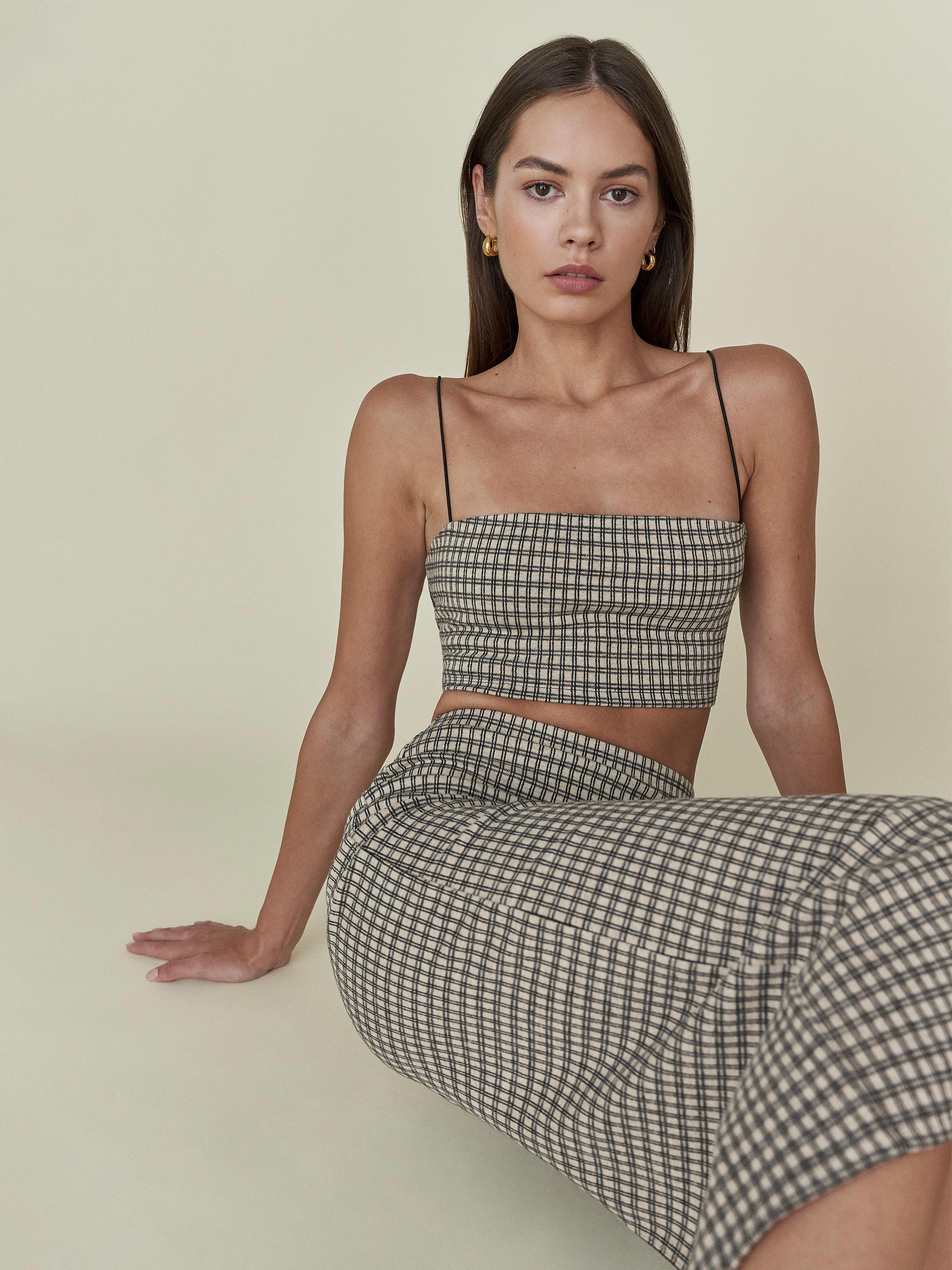 Beige Check Callista Two Piece