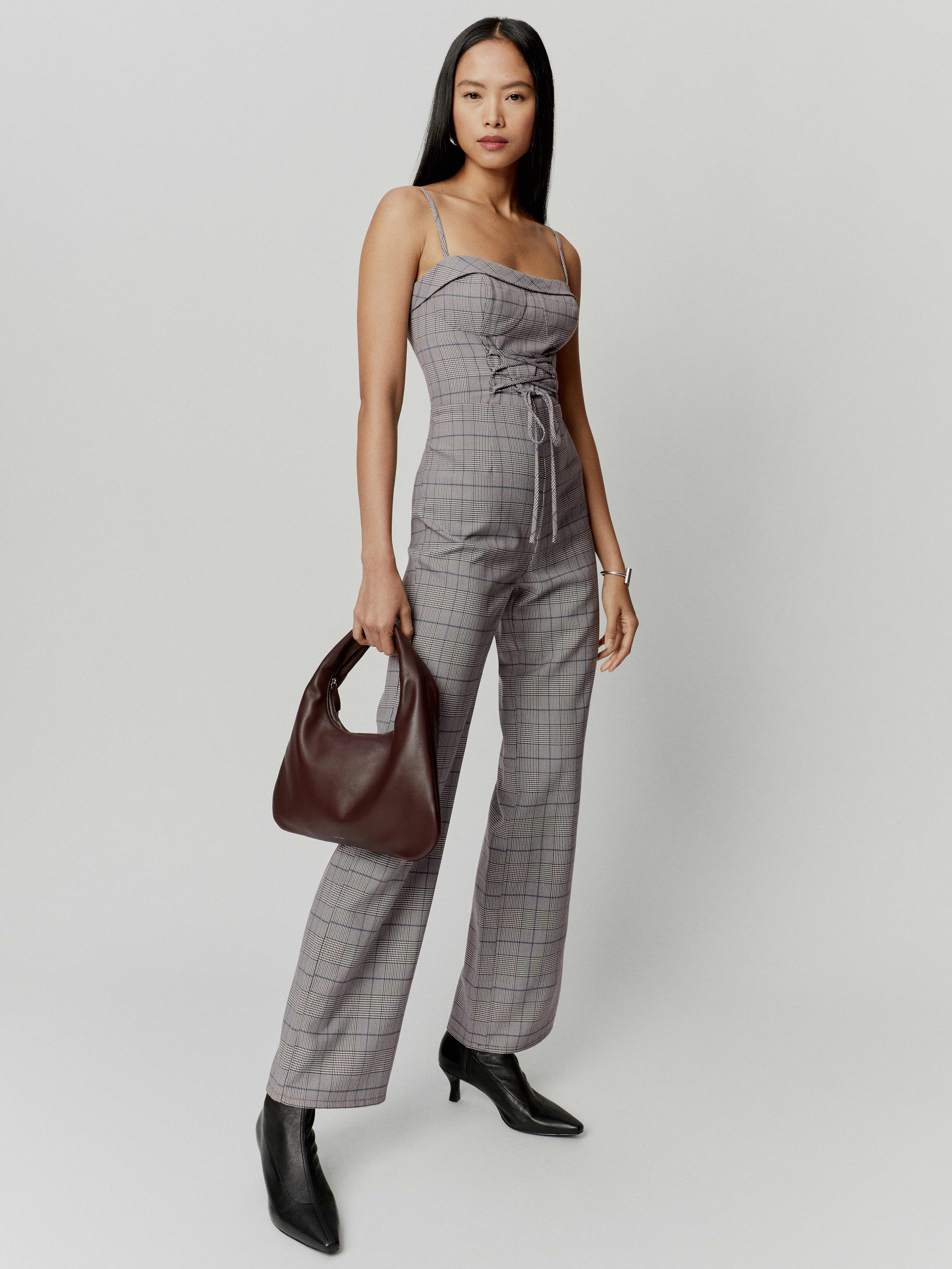 Grey Plaid Cameran Jumpsuit