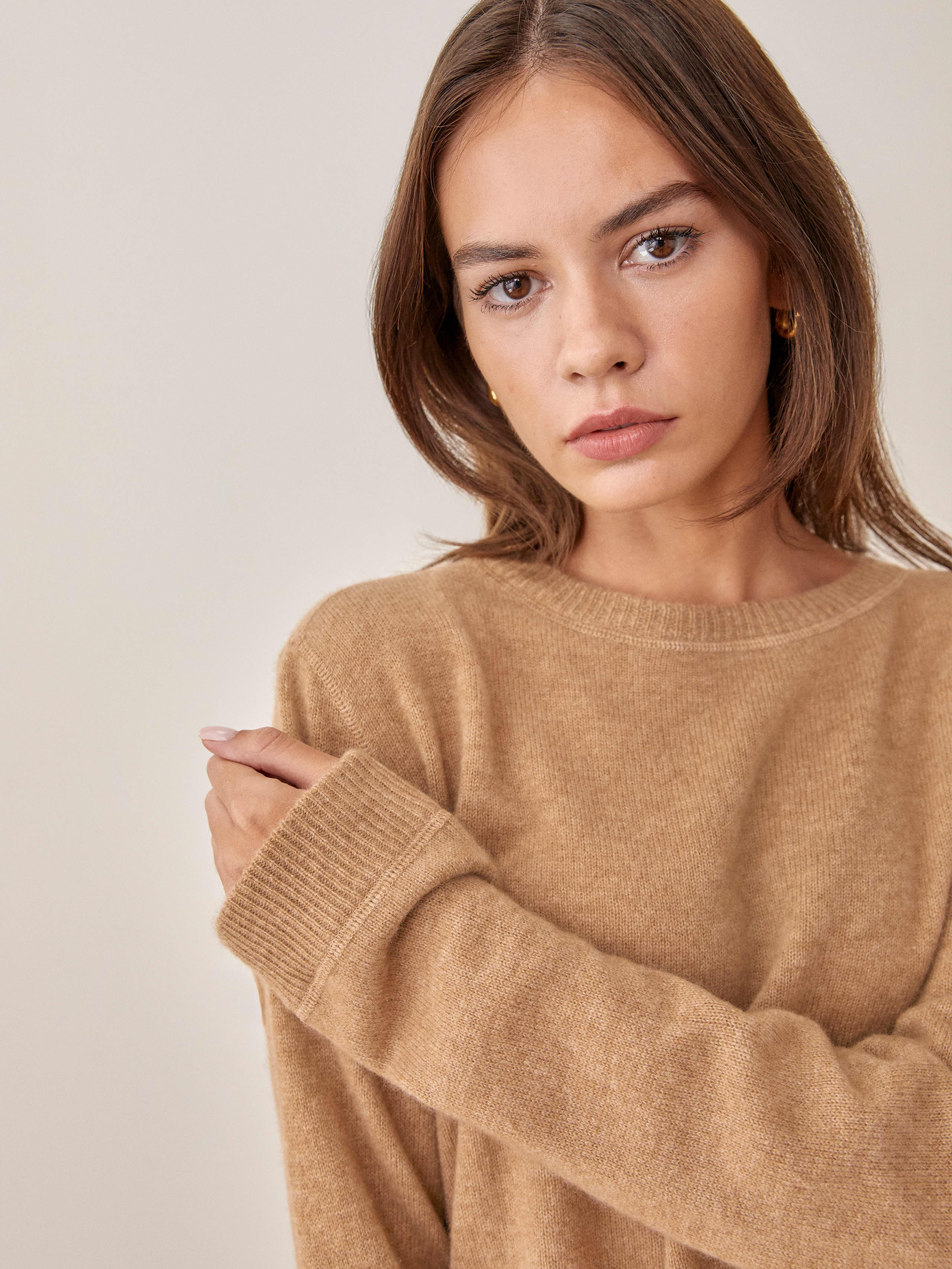 Camel Cashmere Boyfriend Sweater