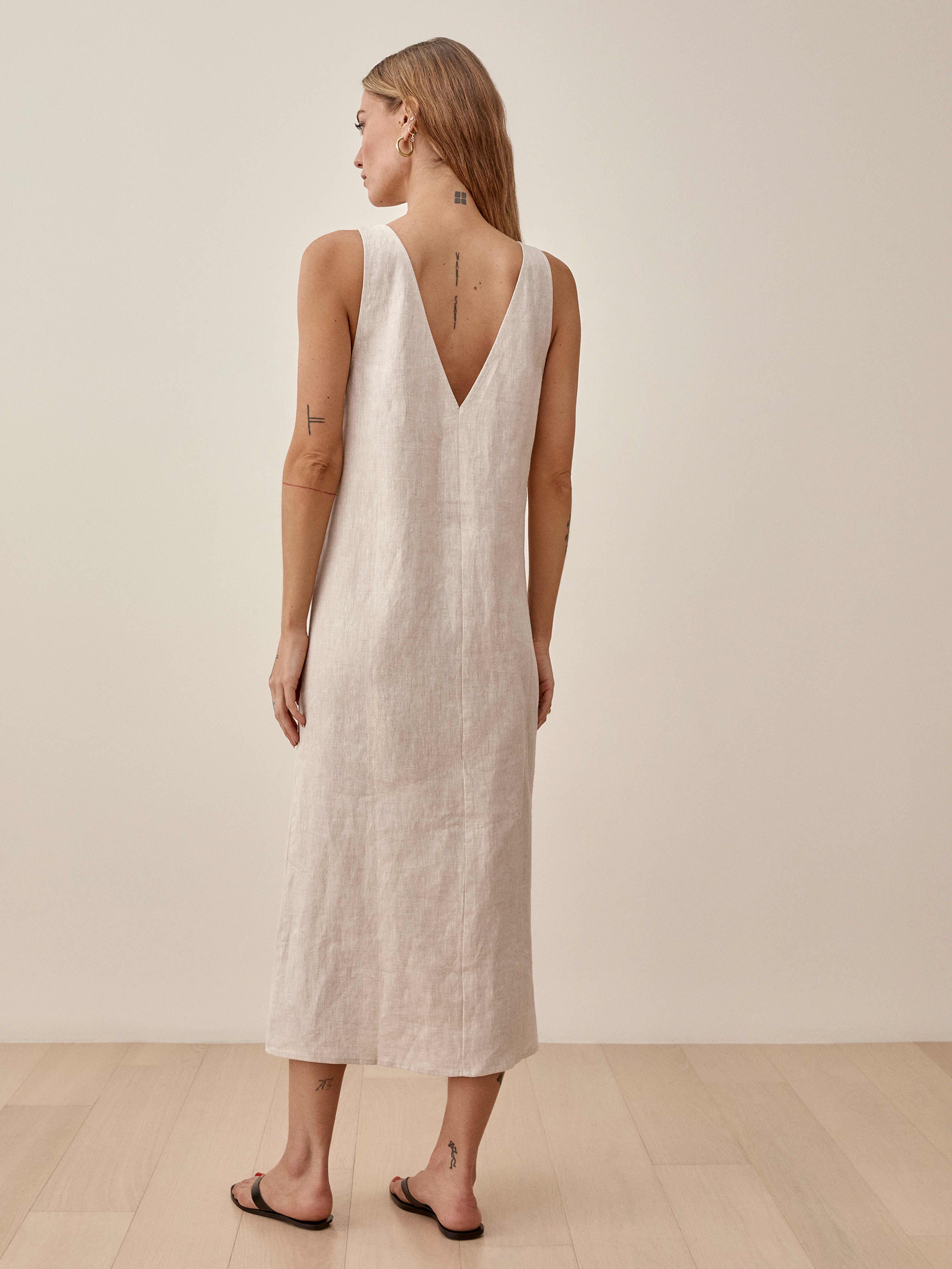 Cliff Linen Dress Sleeveless Midi Linen Reformation