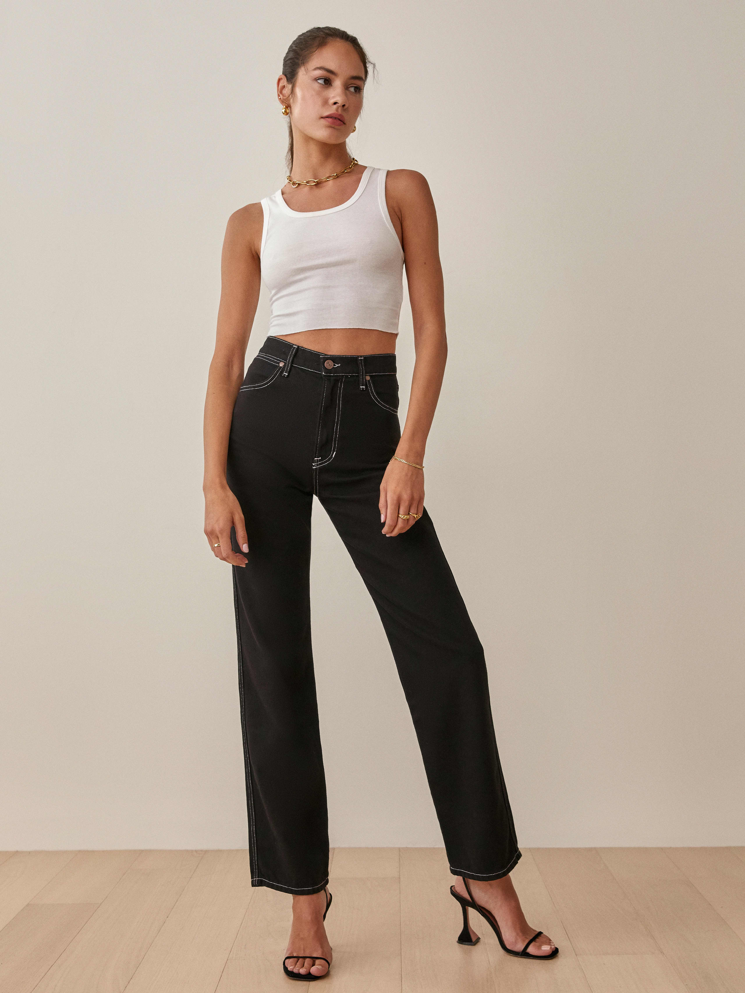 Black Cowboy High Rise Straight Jeans