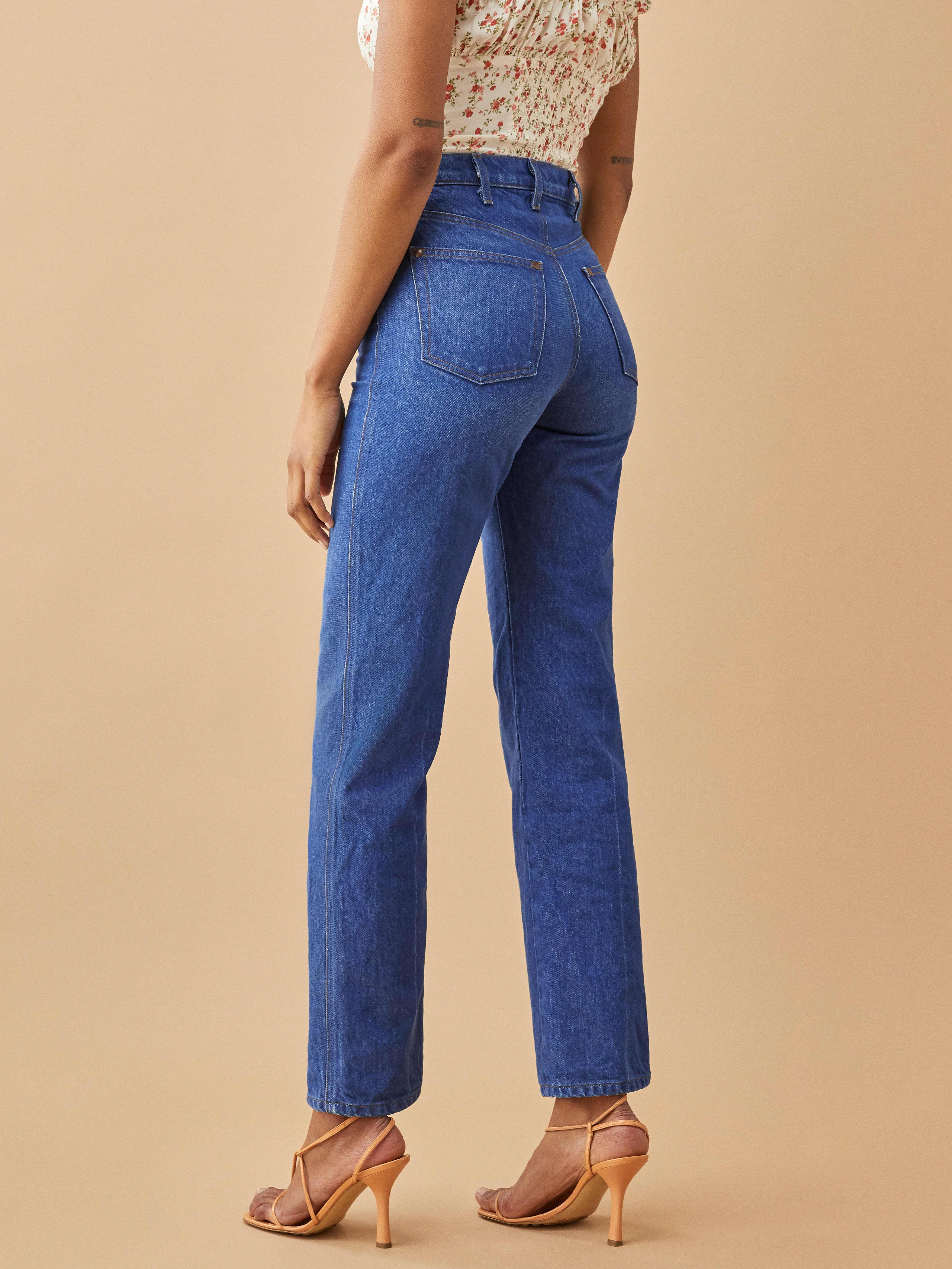 reformation cowboy high rise straight jeans