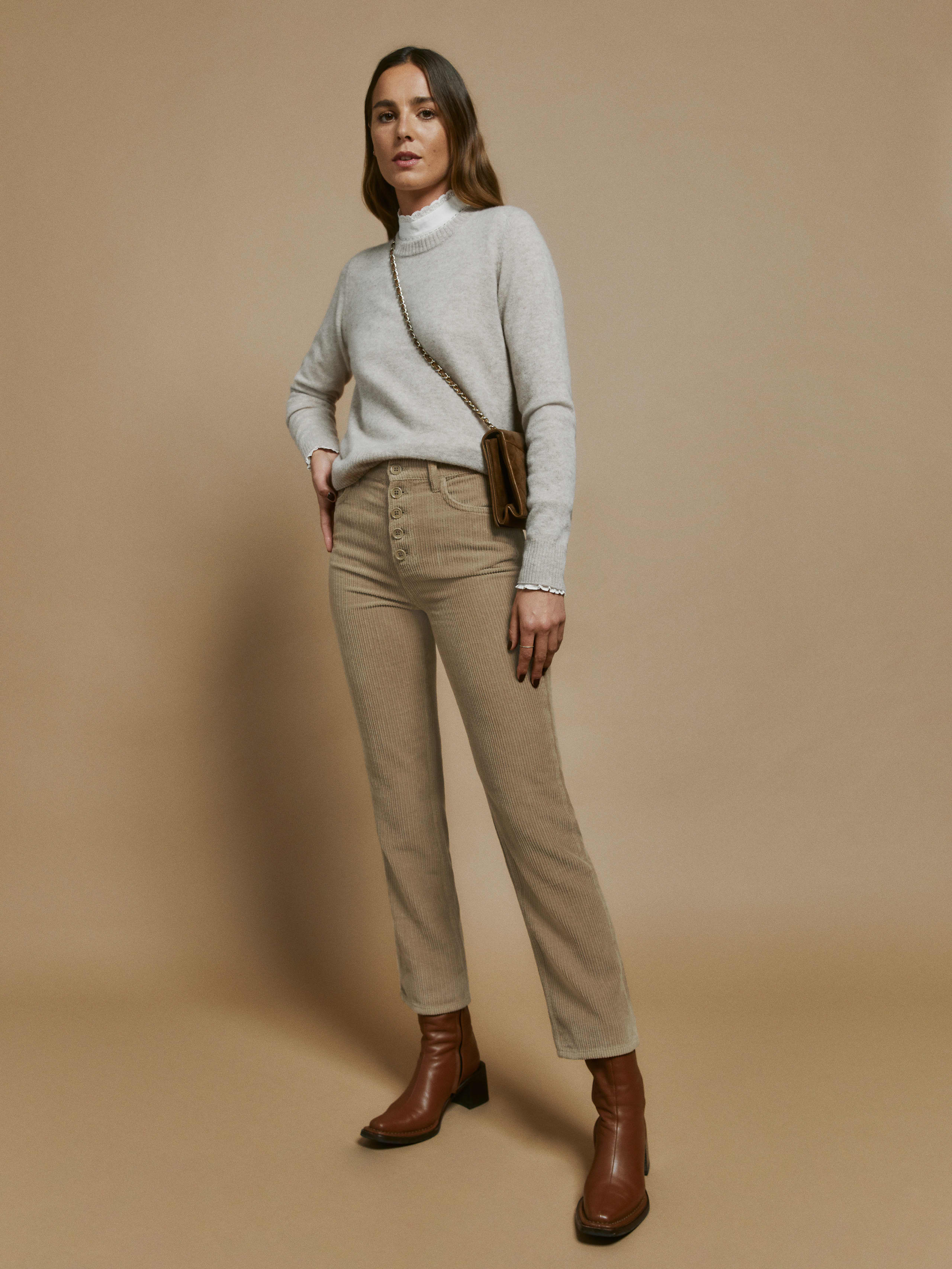 Clay Cynthia Button Fly High Rise Straight Corduroy Pants