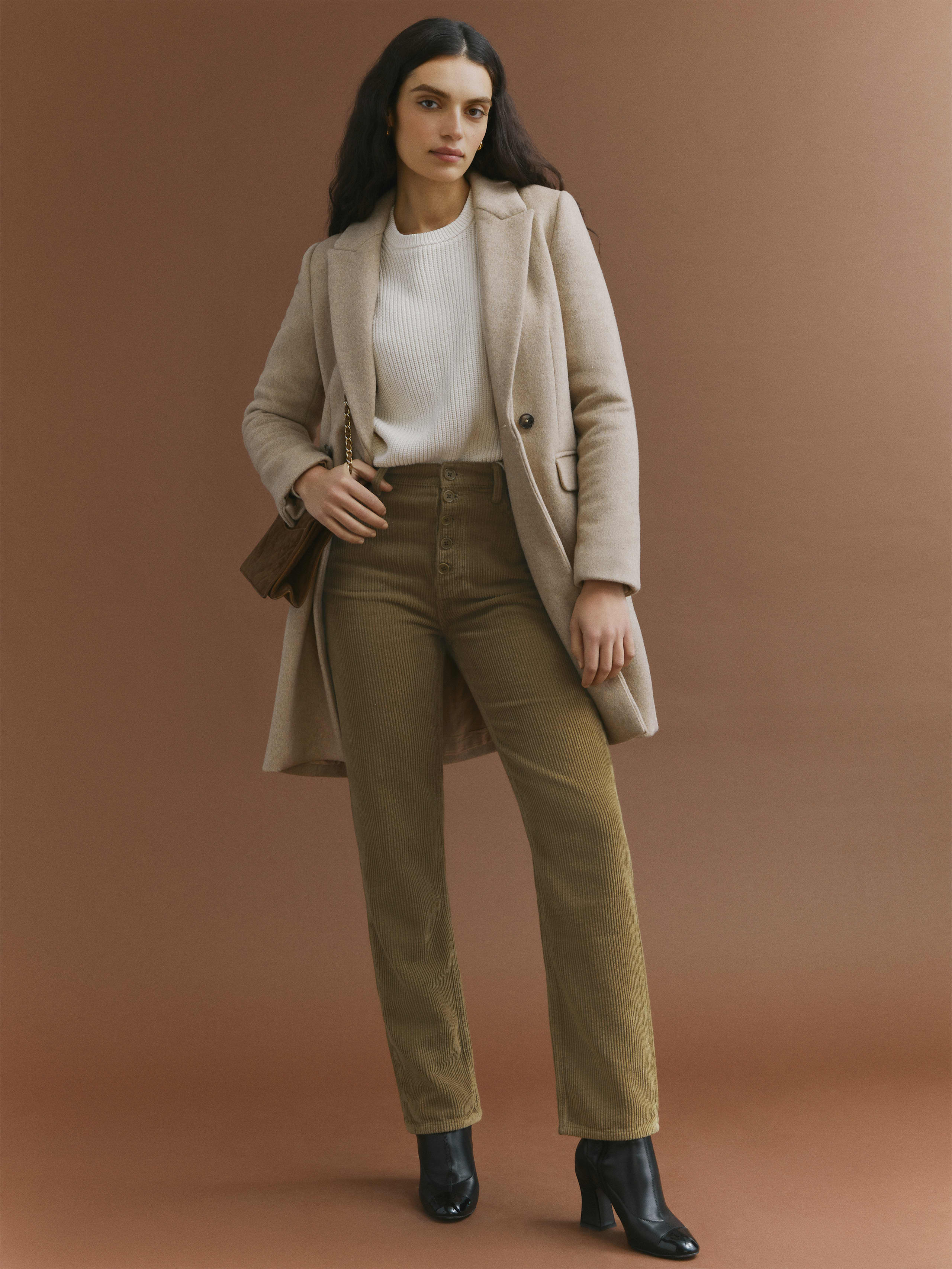 Martini Olive Cynthia Button Fly High Rise Straight Corduroy Pants