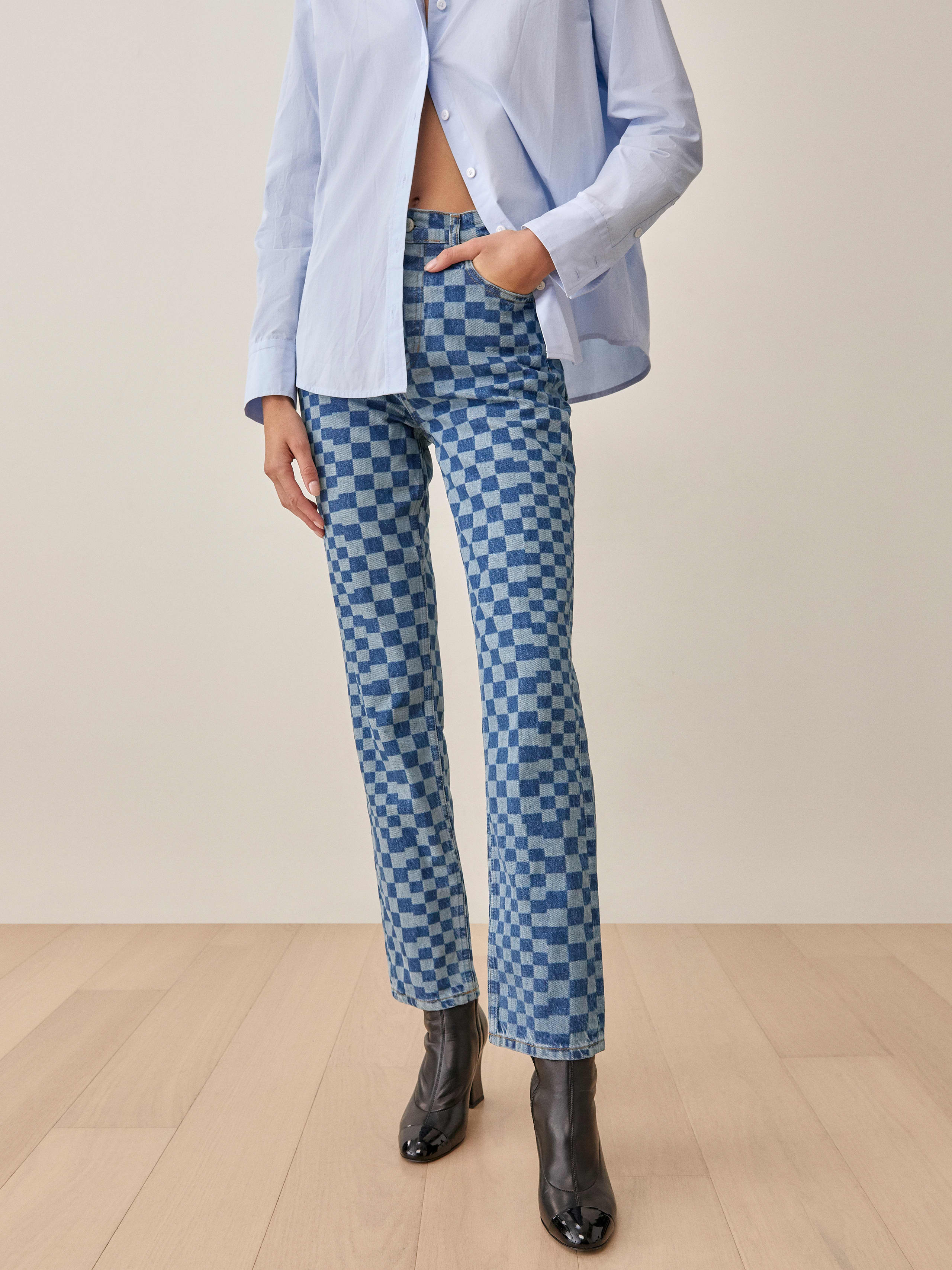 Colorado Checkerboard Cynthia Checkerboard High Rise Straight Jeans