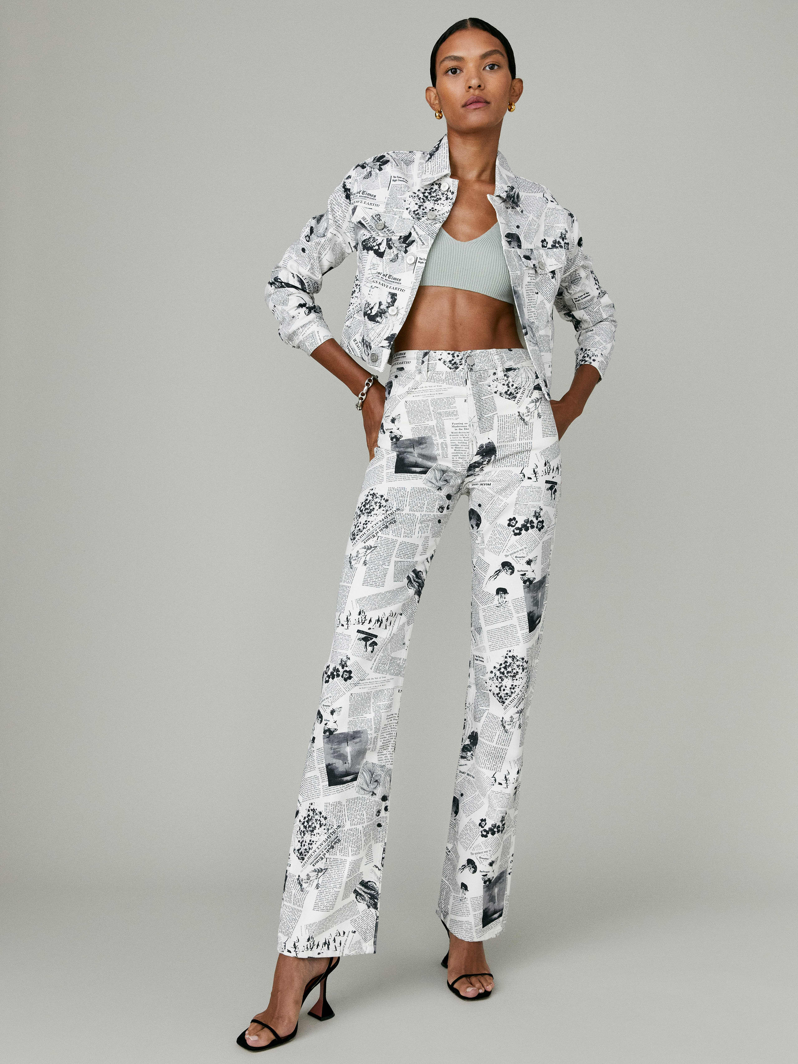 Climate Newsprint Climate Newsprint High Rise Straight Long Jeans