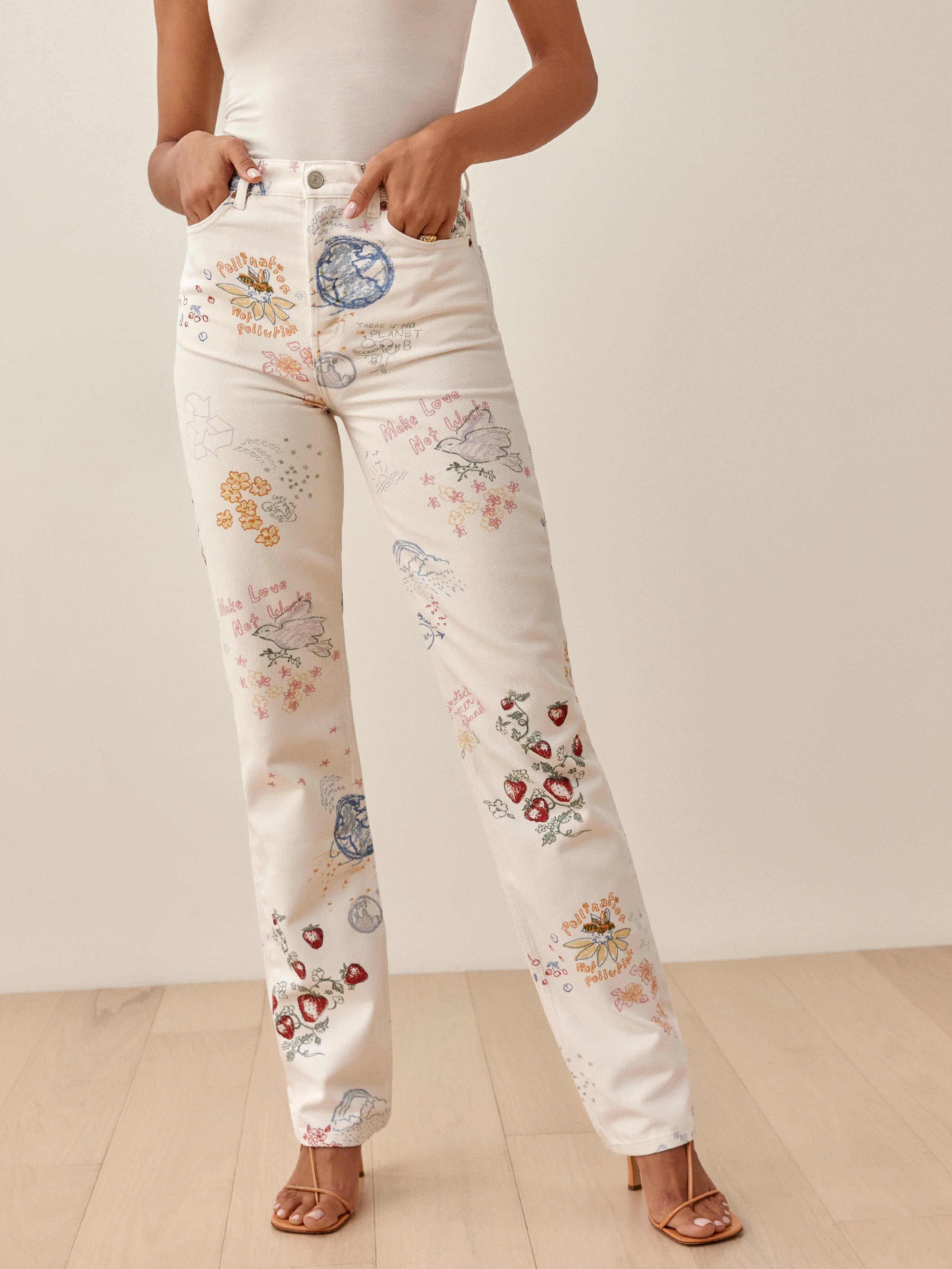 Cynthia Doodle High Rise Straight Long Jeans - Sustainable Denim ...
