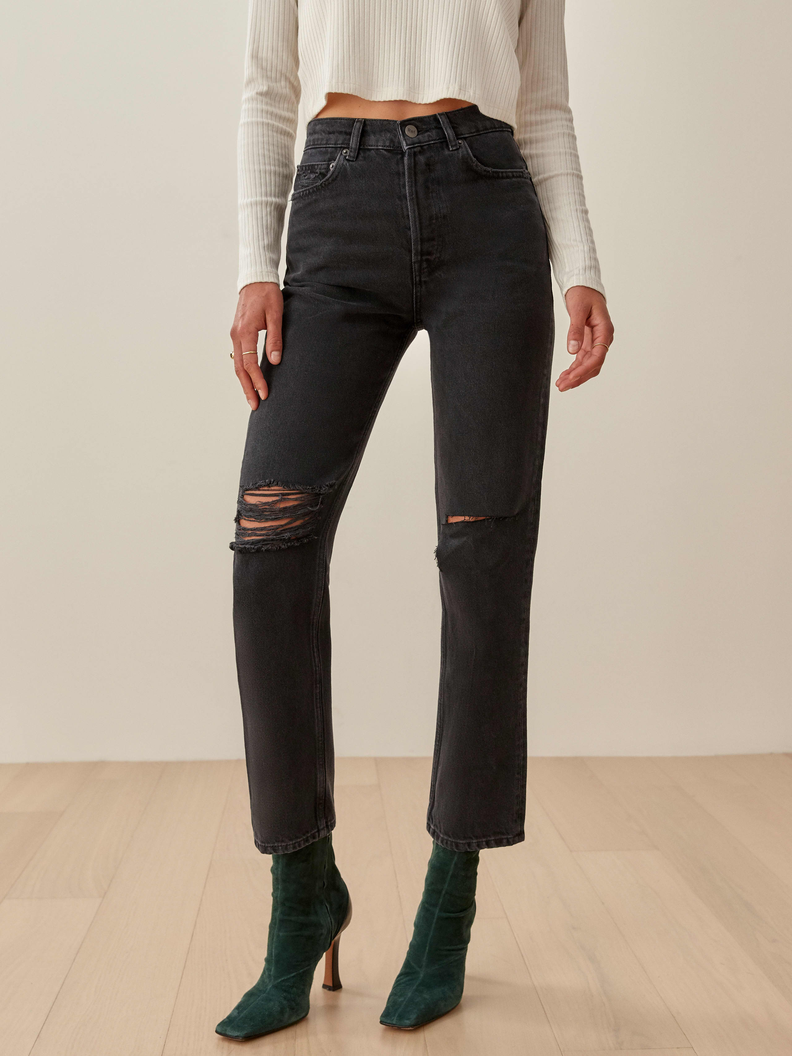 Lagoon Destroyed Cynthia High Rise Straight Jeans
