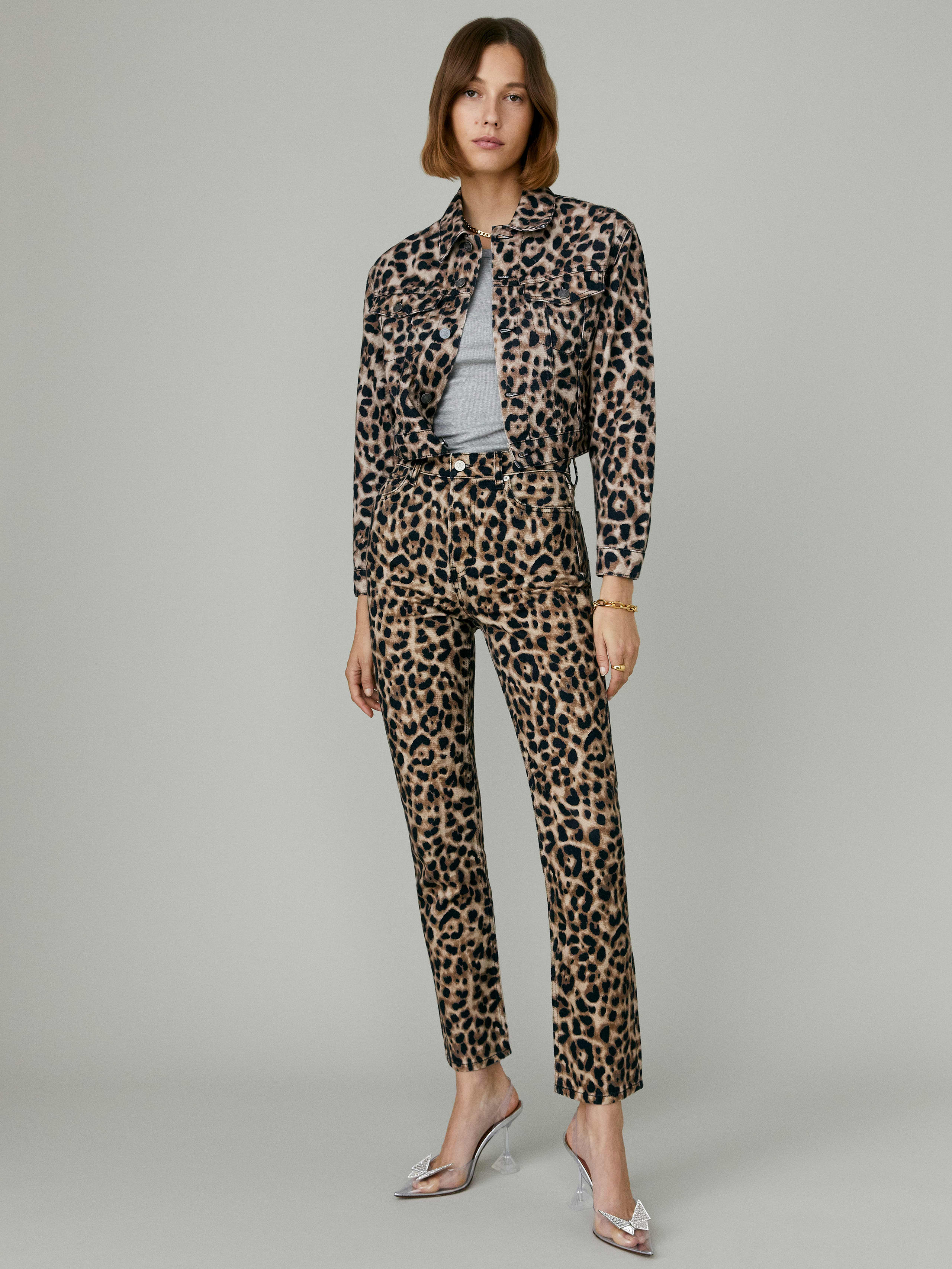 Leopard Leopard High Rise Straight Jeans