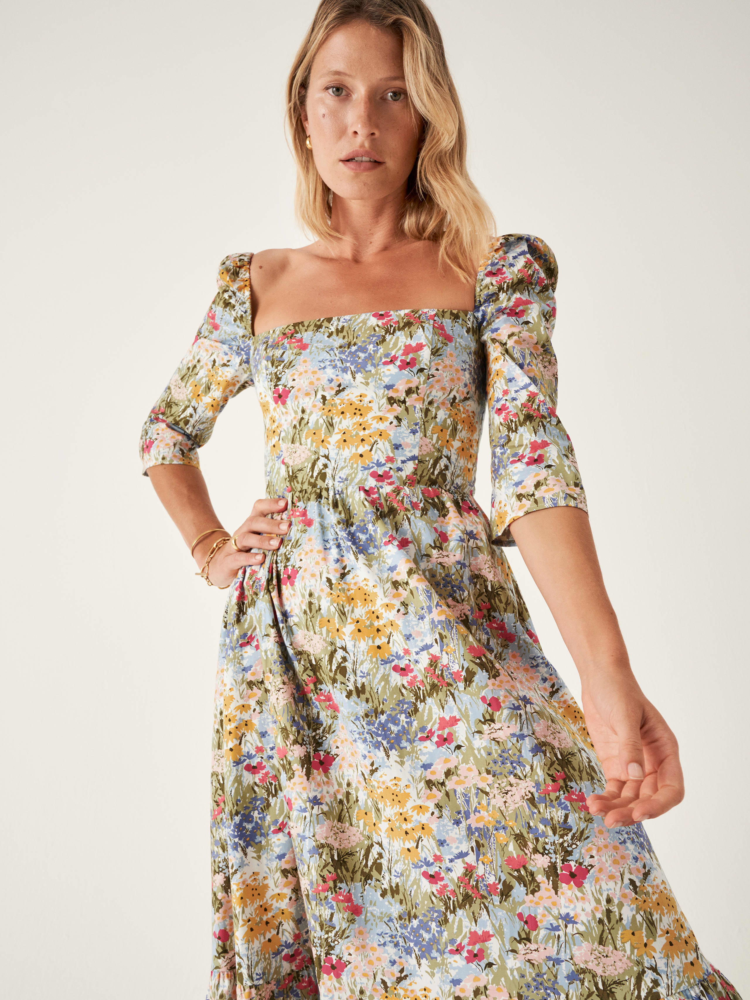 Cyprus Dress Long Sleeve Midi Shirting/Poplin Reformation