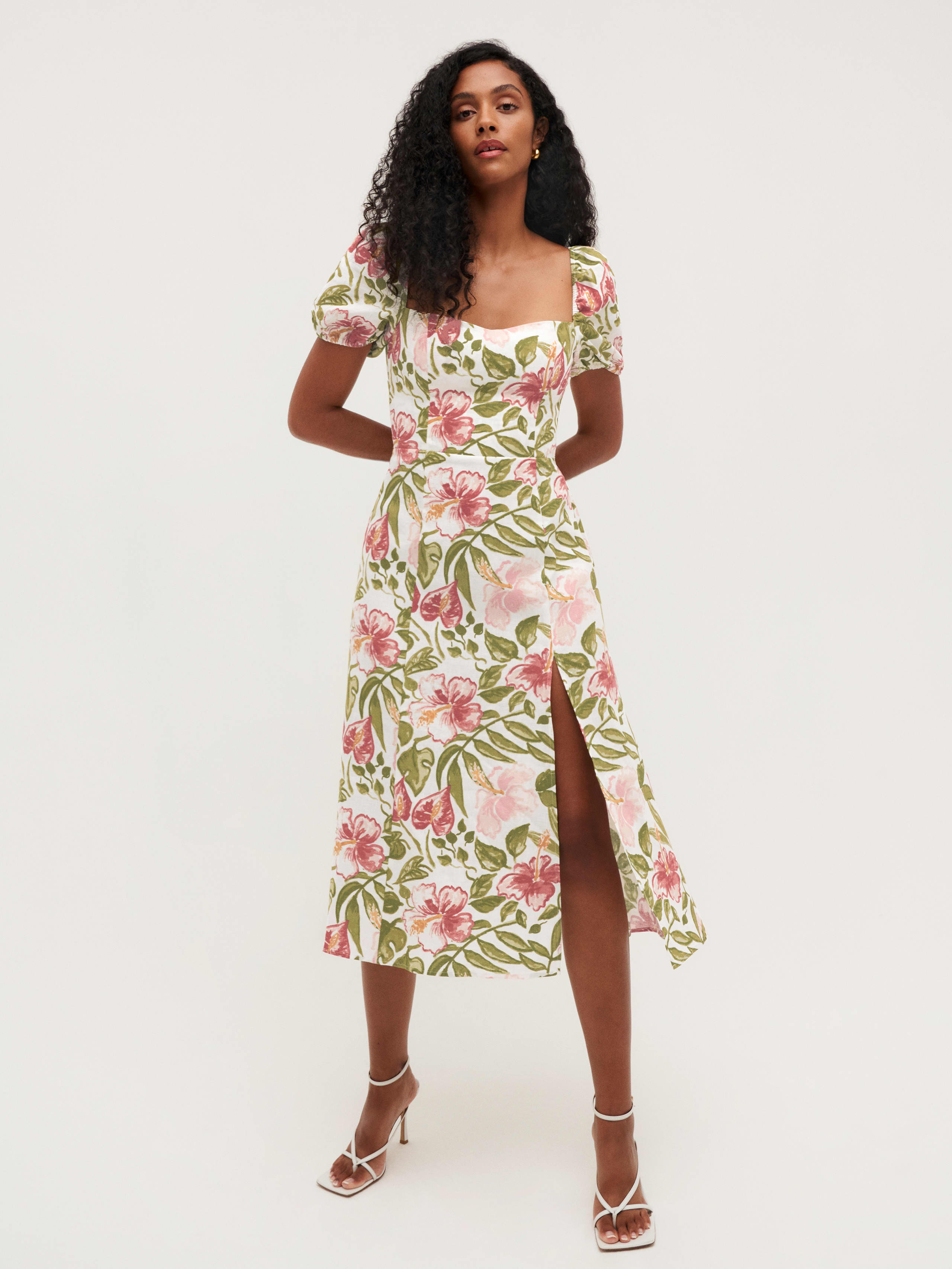 Denver Dress Short Sleeve Midi Linen Reformation