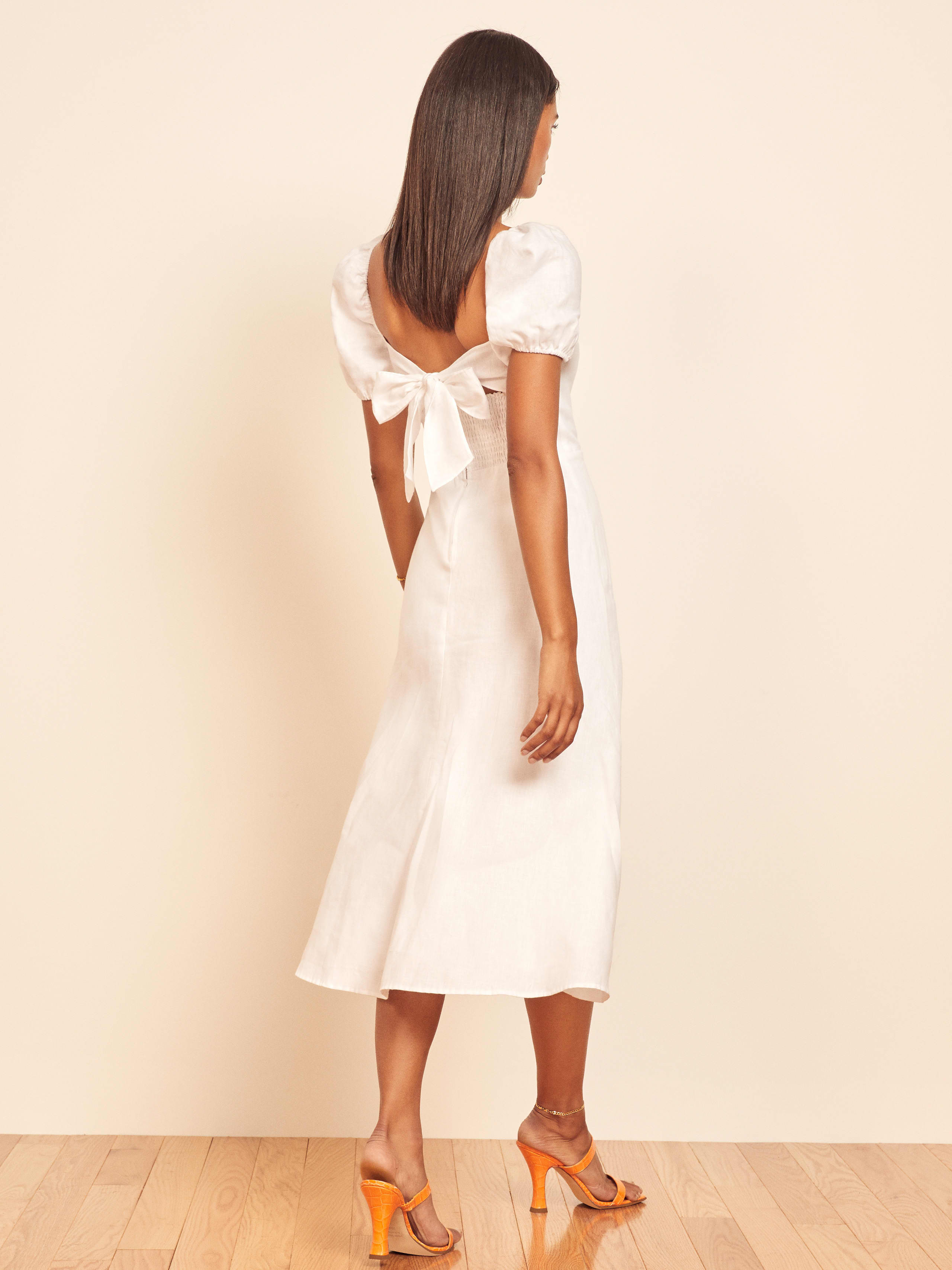 Denver Dress - Short Sleeve Midi Linen | Reformation