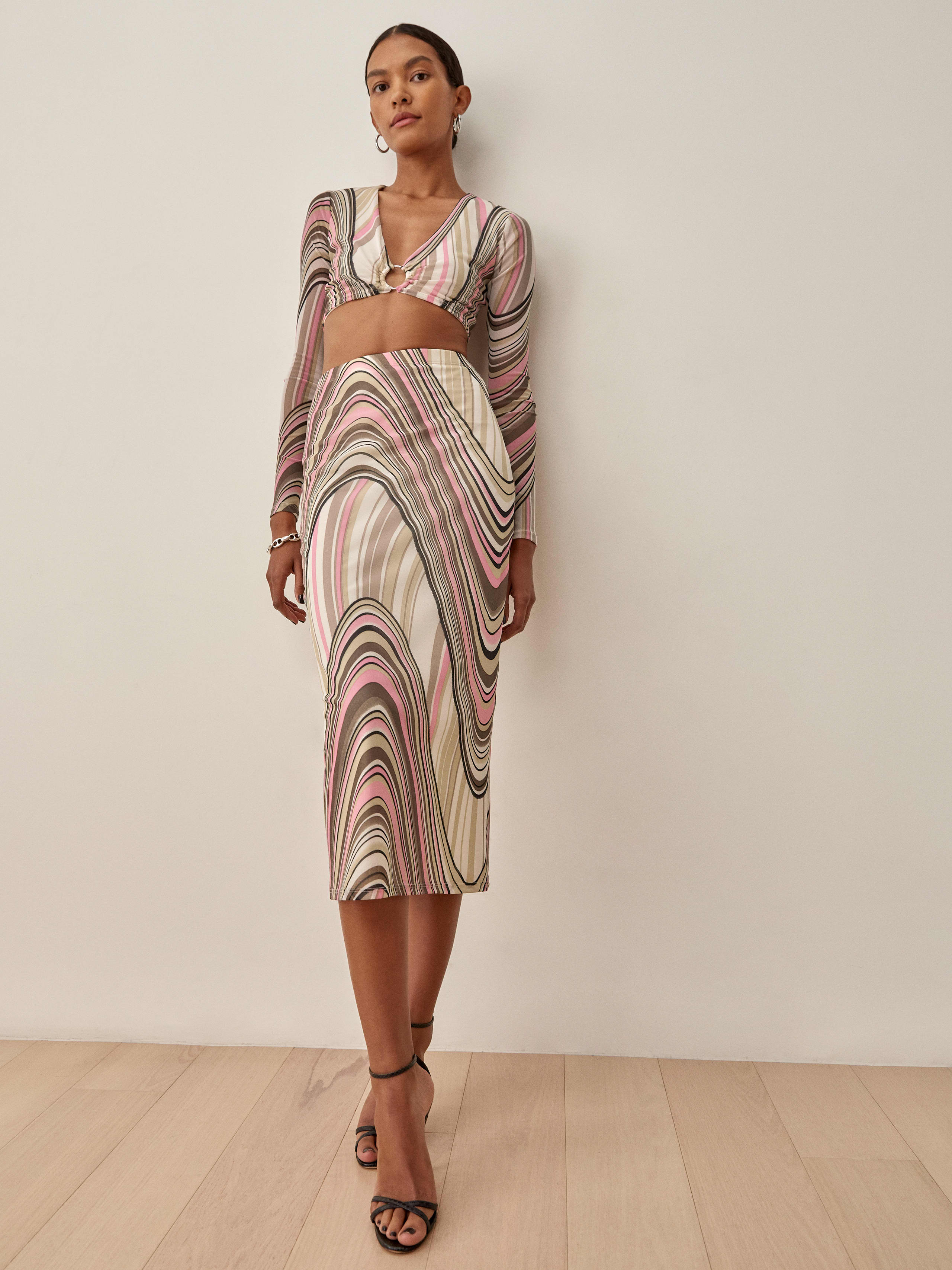 Pink/Brown Stripe East Two Piece