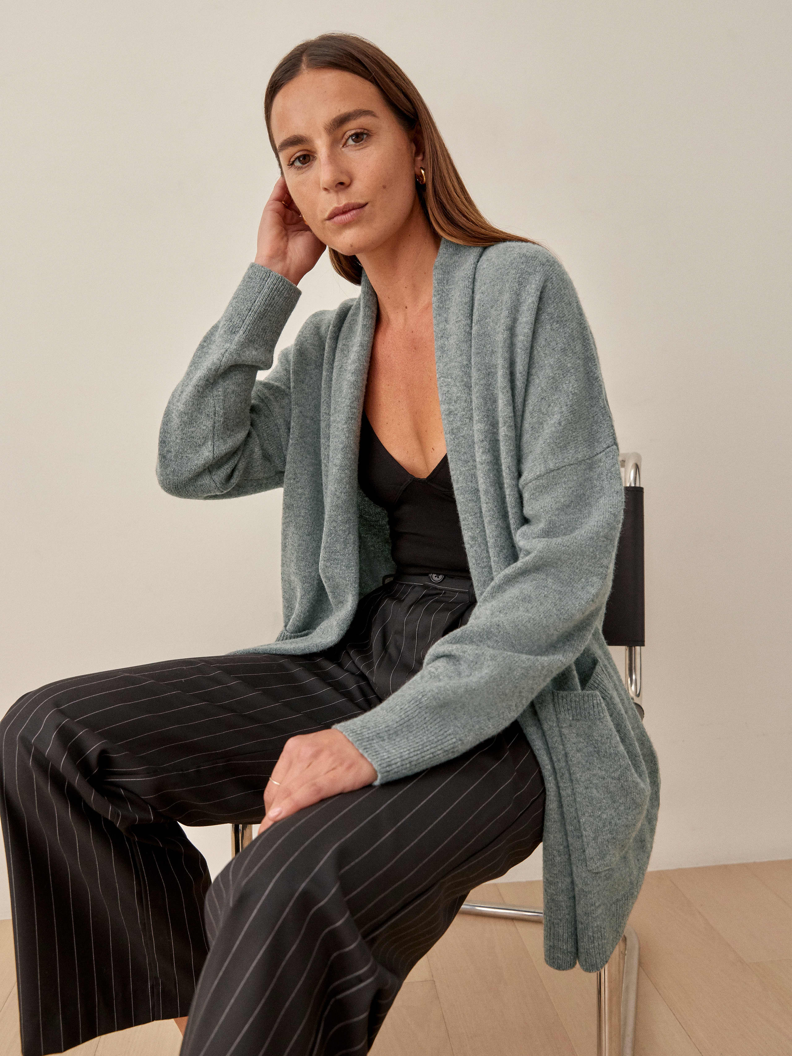Mid Grey Eleonora Regenerative Wool Cardigan