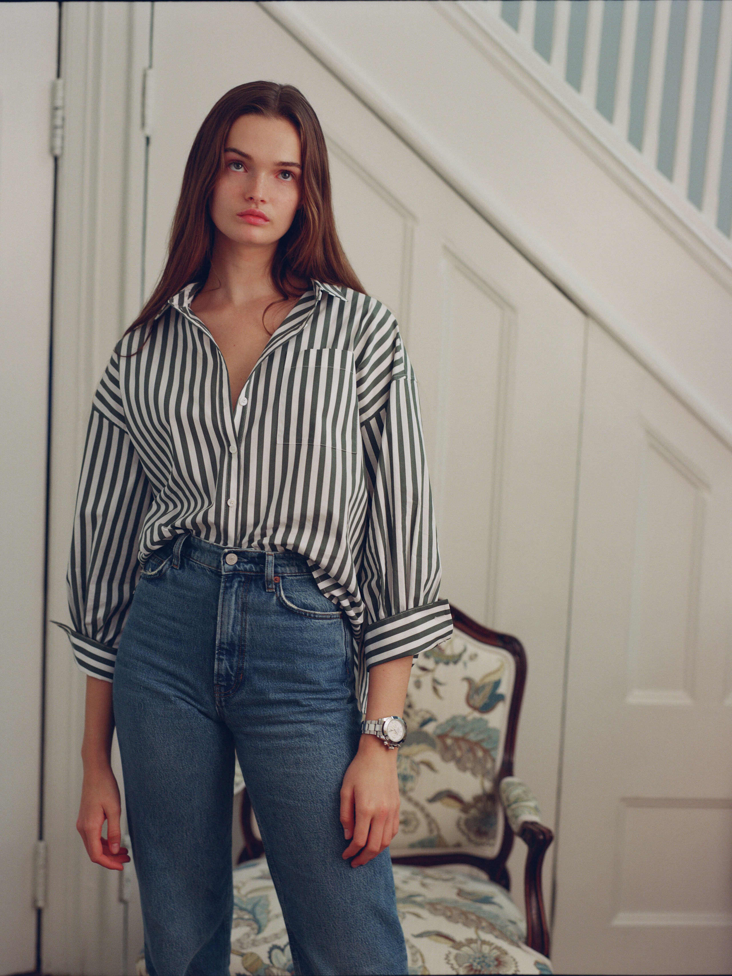Green/White Stripe Elinor Top