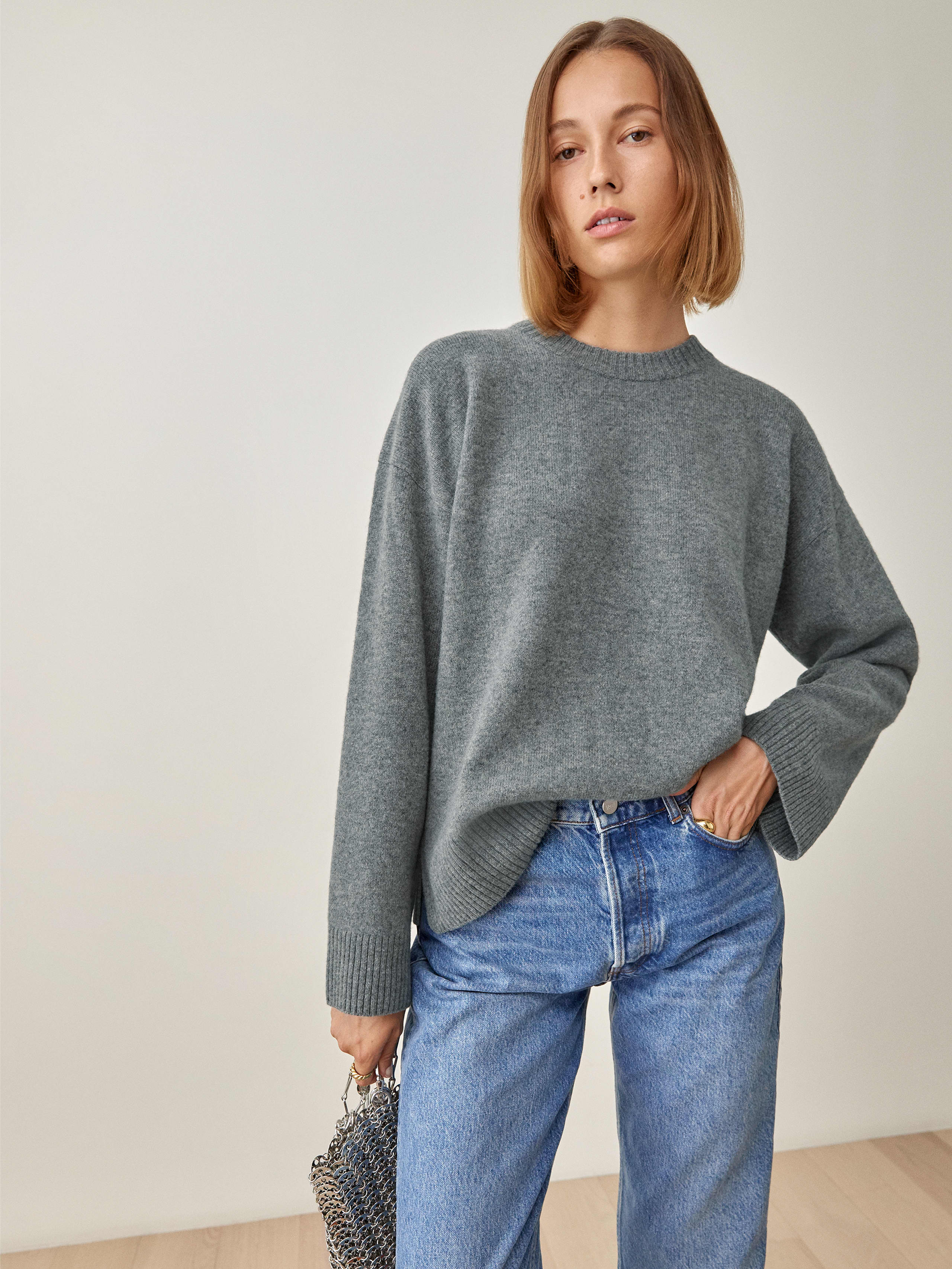 Mid Grey Enda Regenerative Wool Sweater