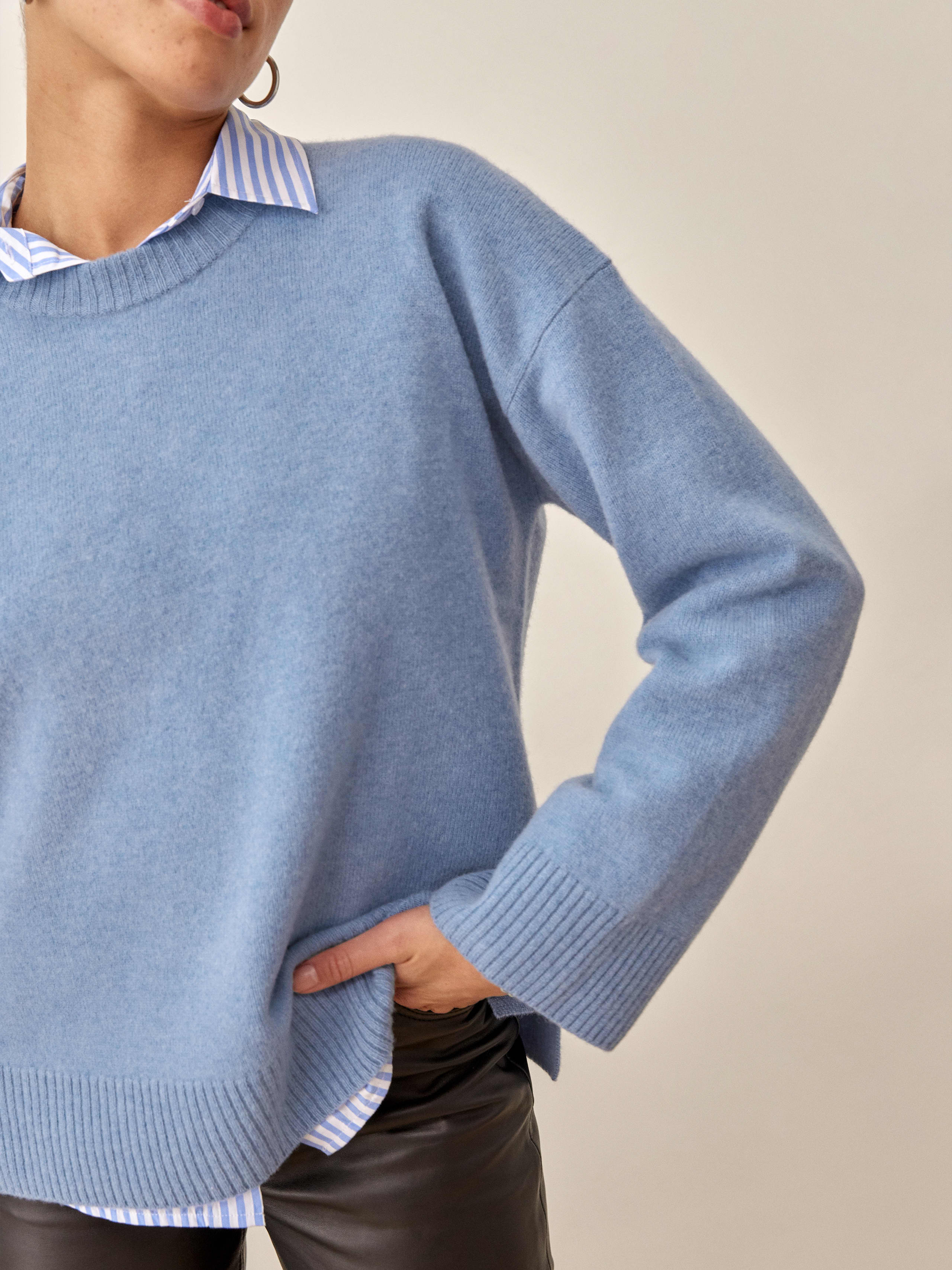 Relaxed Blue Enda Regenerative Wool Sweater