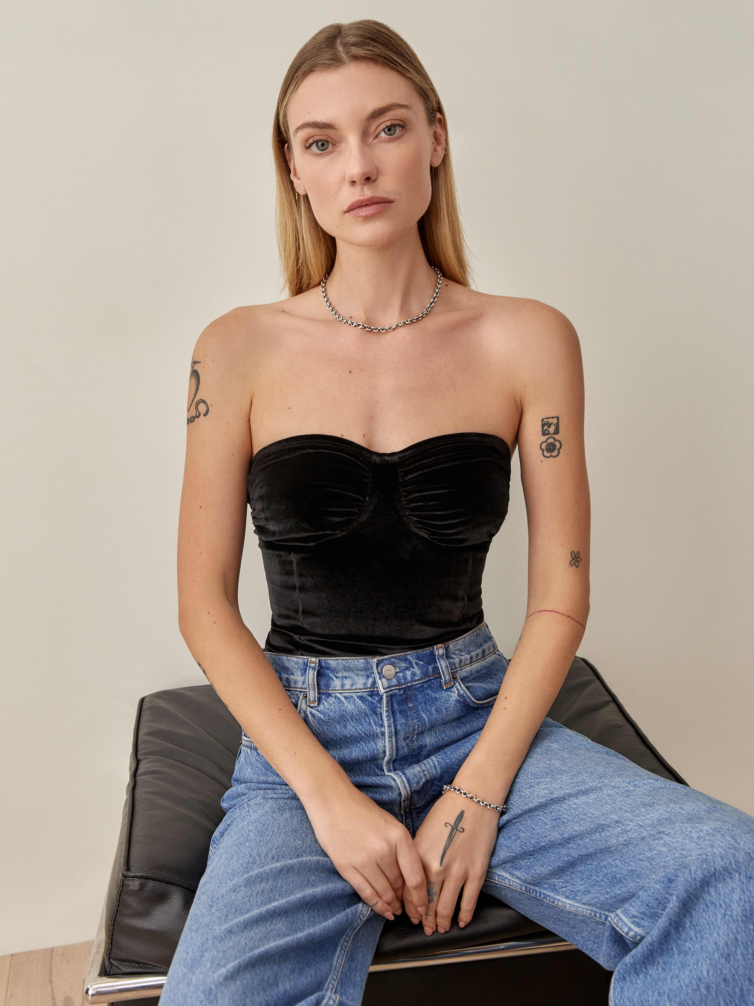 Black Fabien Velvet Bodysuit