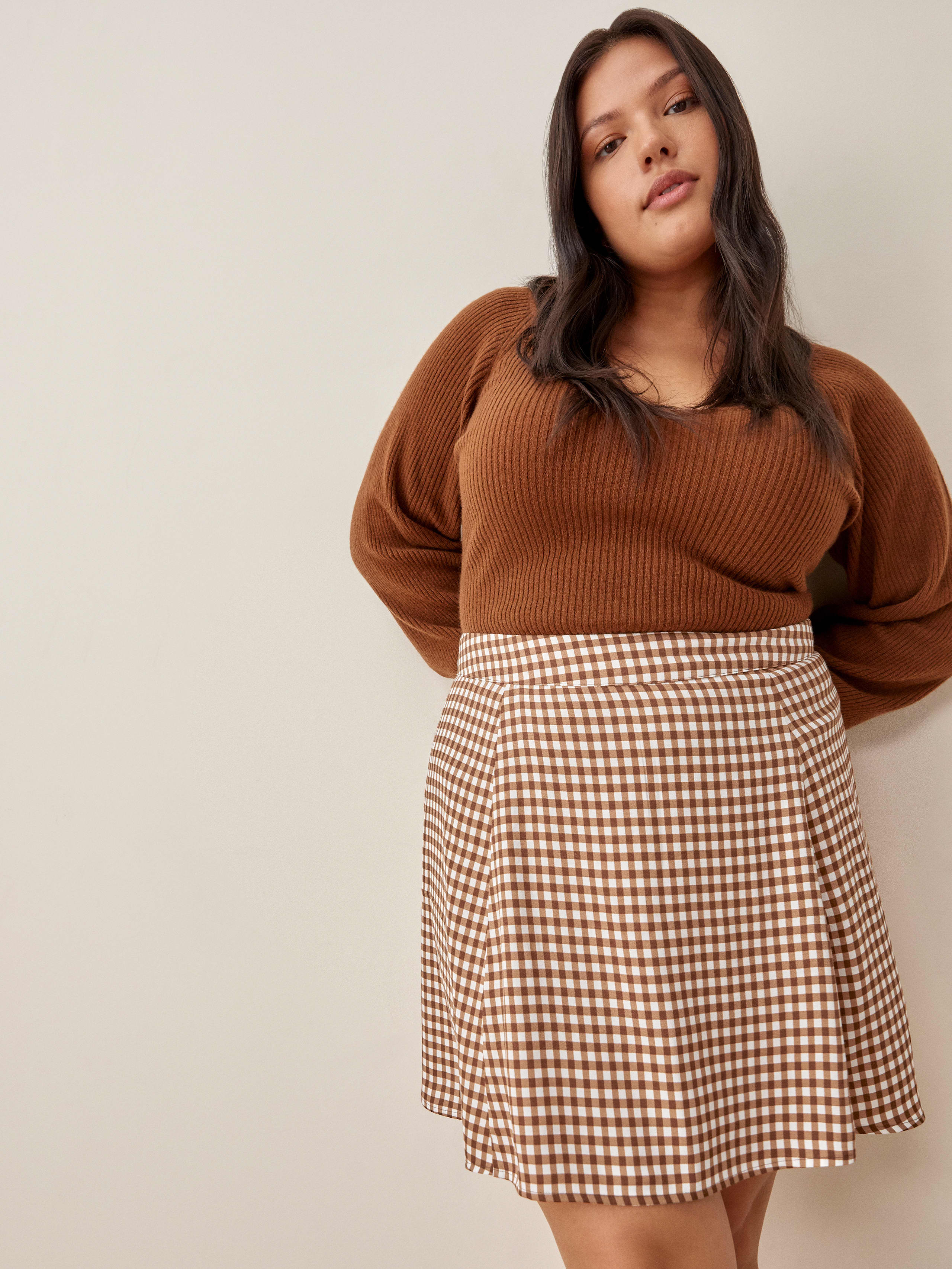 Chestnut Check Flounce Skirt Es