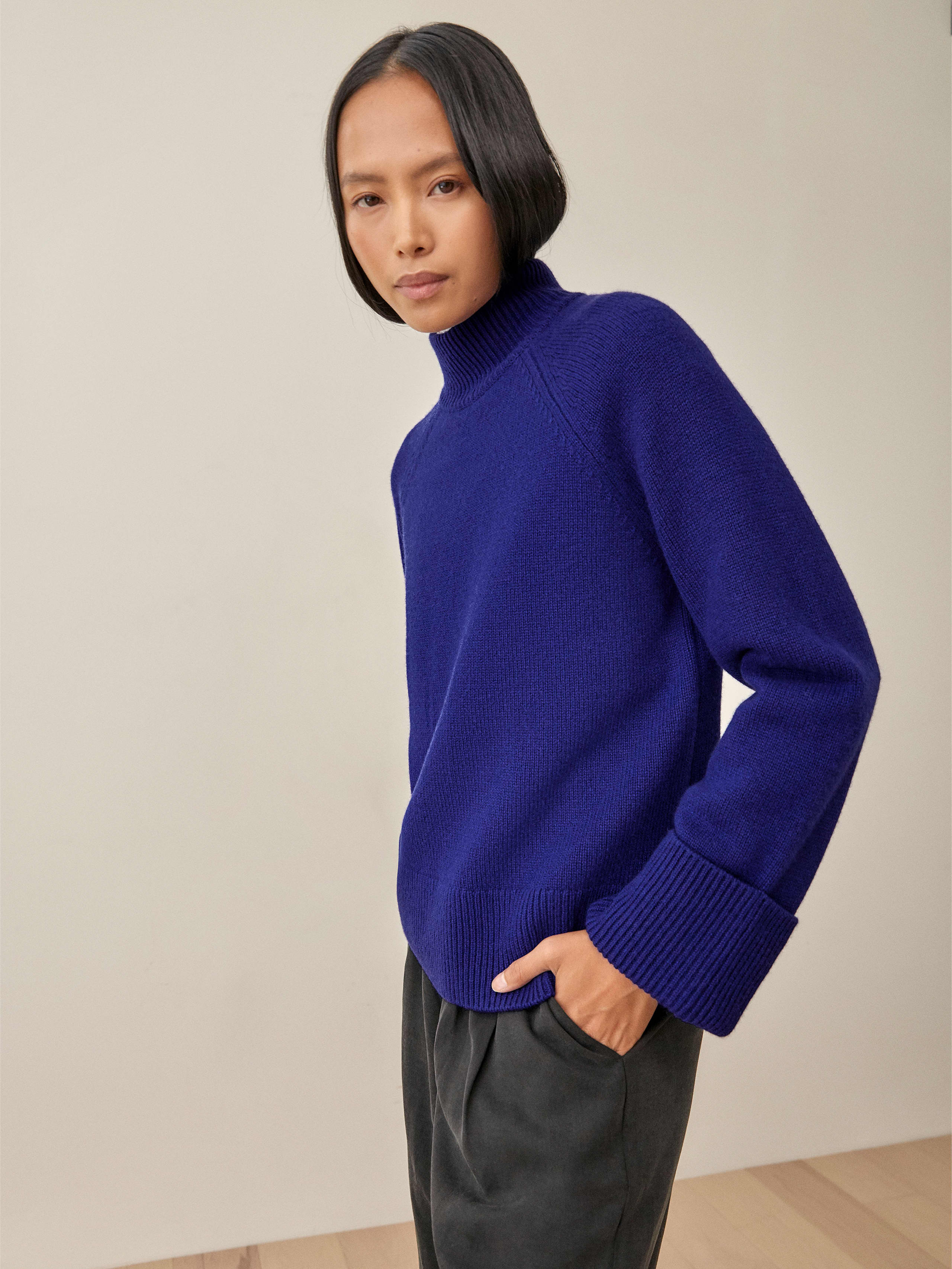 Oatmeal Garrett Cashmere Oversized Turtleneck