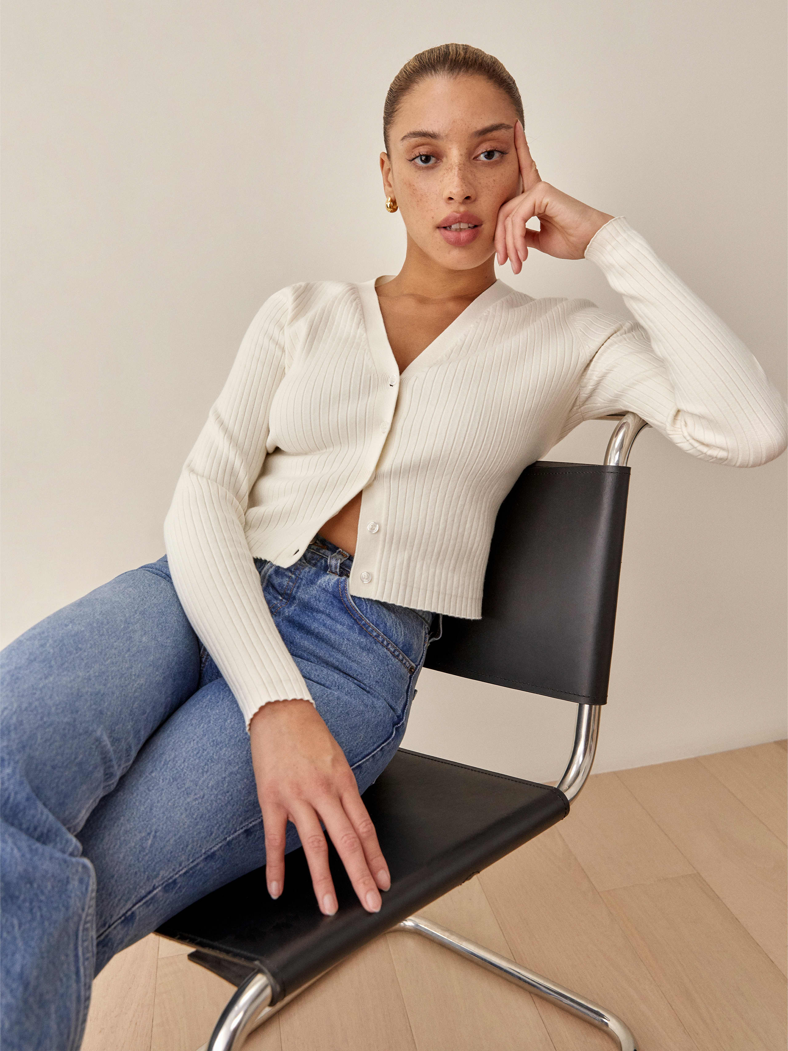 Gossamer Gilda Ribbed V-Neck Cardigan