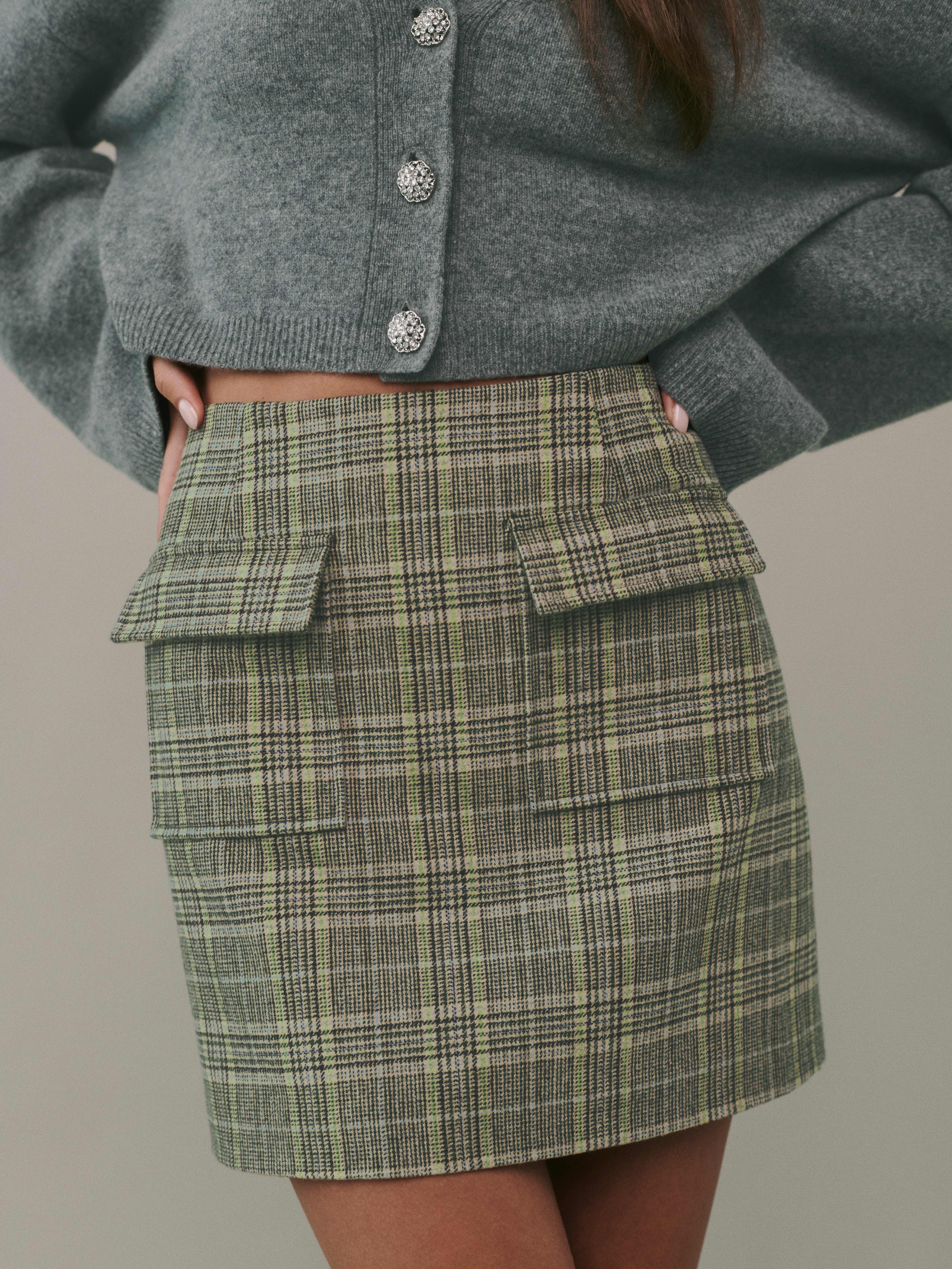 Black/Green Plaid Janis Skirt