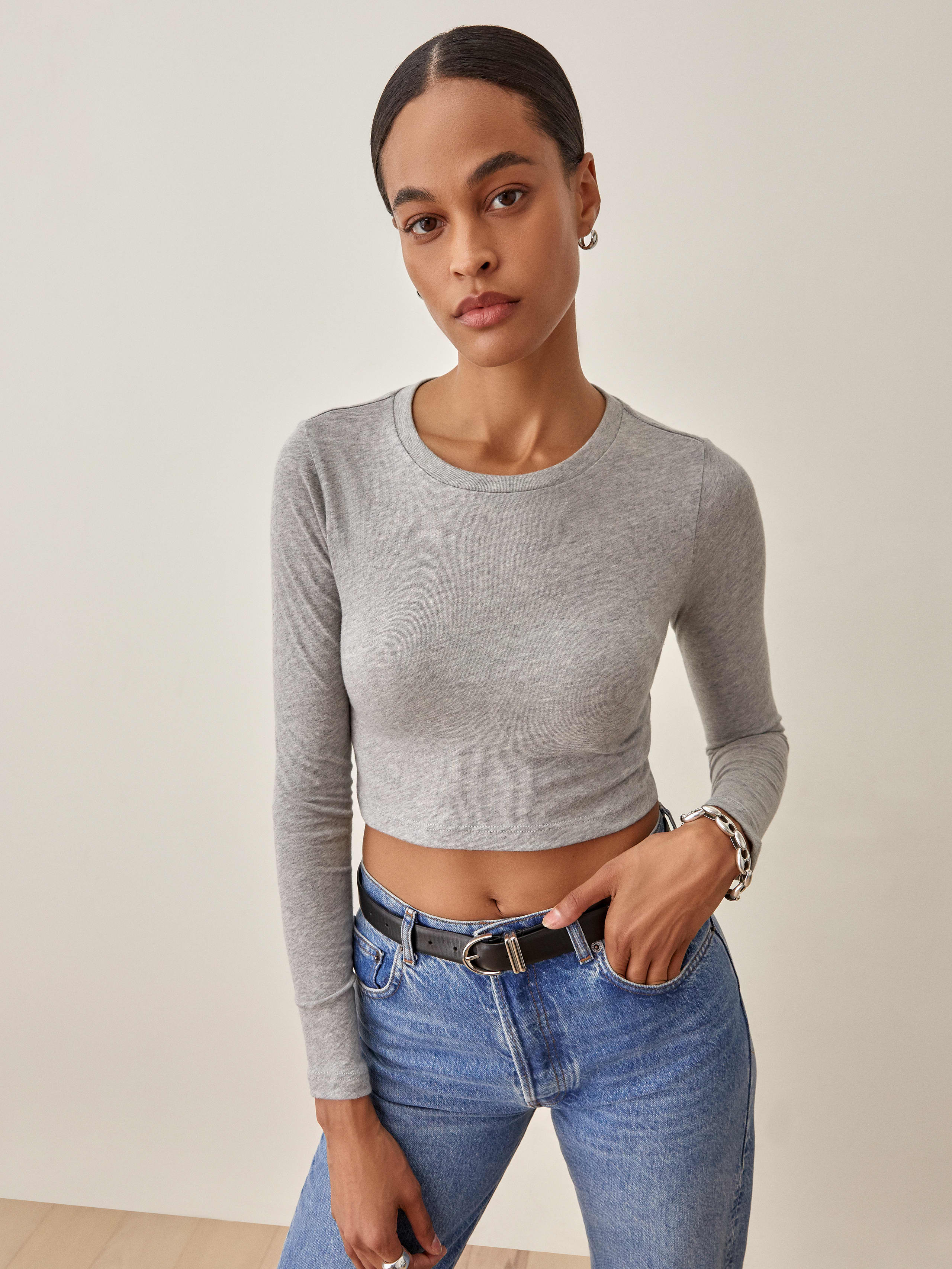 Heather Grey Kali Long Sleeve Baby Tee