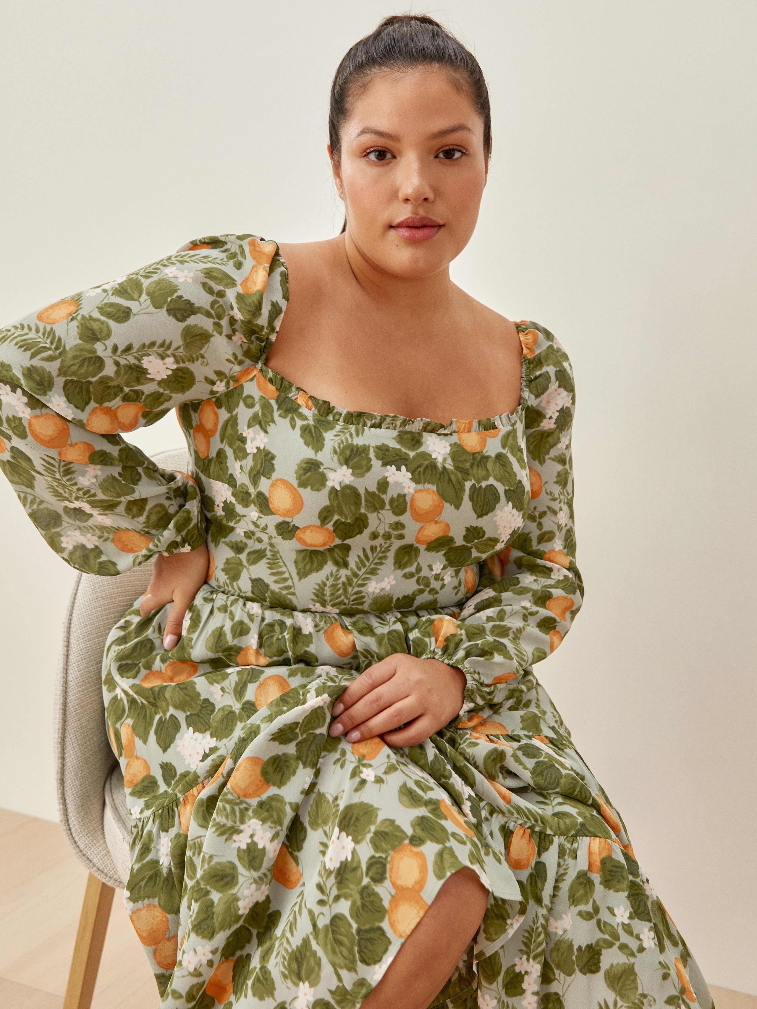 reformation embry dress orange grove