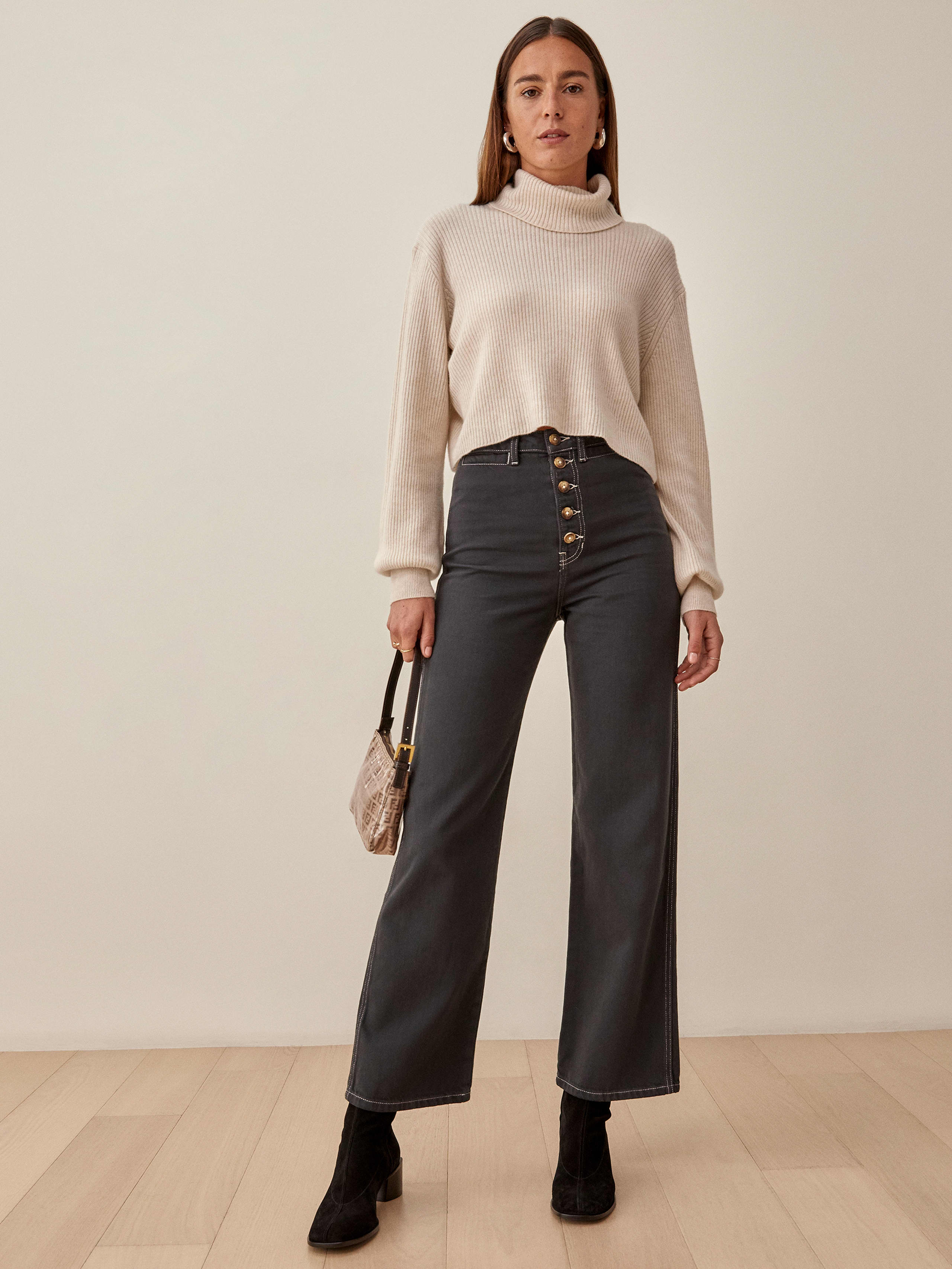 Washed Black Lexi High Rise Wide Leg Jeans