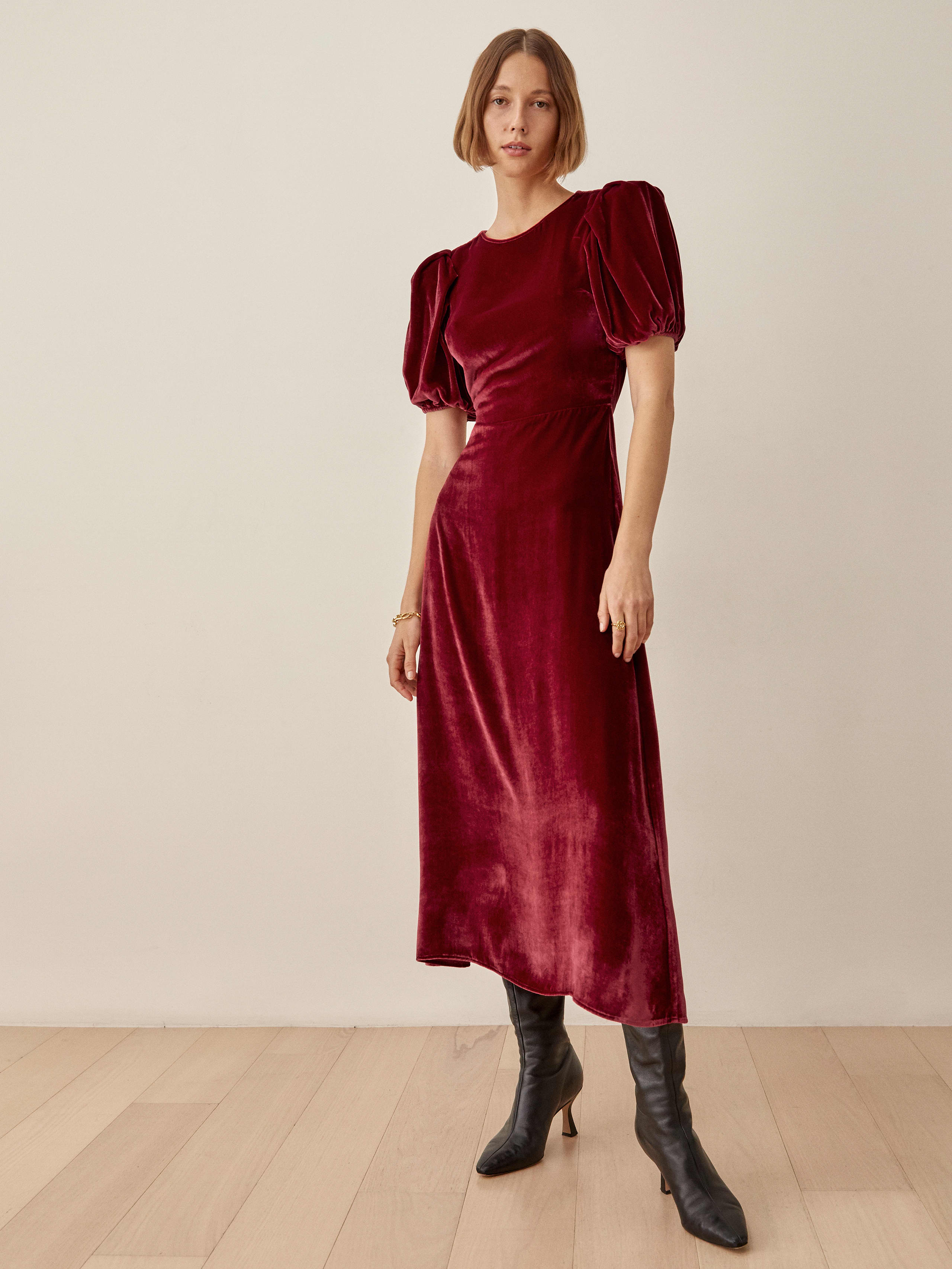 Crimson Livia Velvet Dress