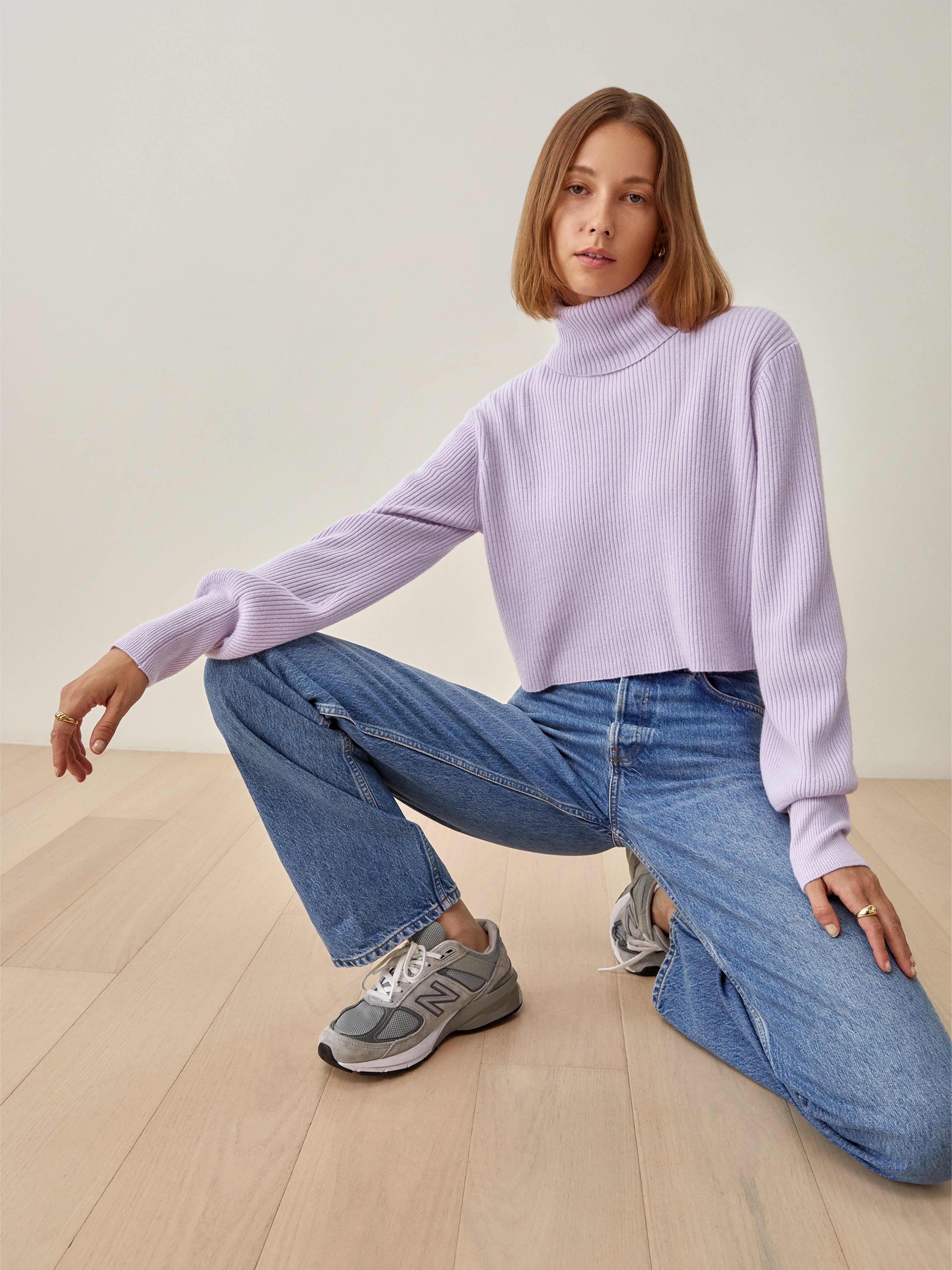 Pale Lavender Luisa Cropped Cashmere Sweater