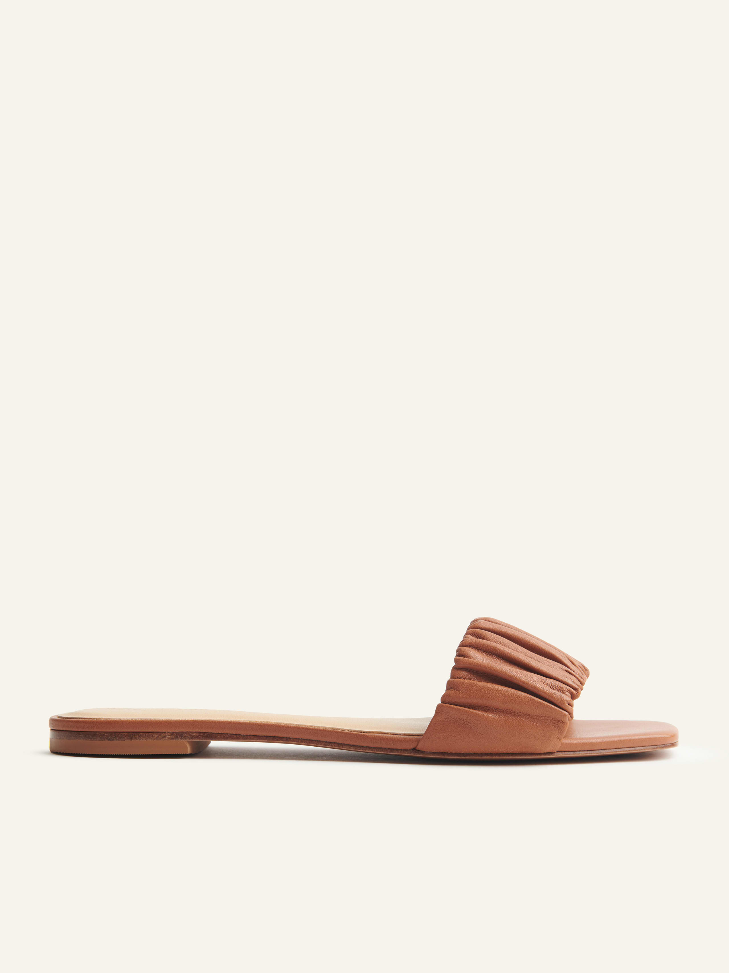 Pecan Marcella Ruched Flat Slide