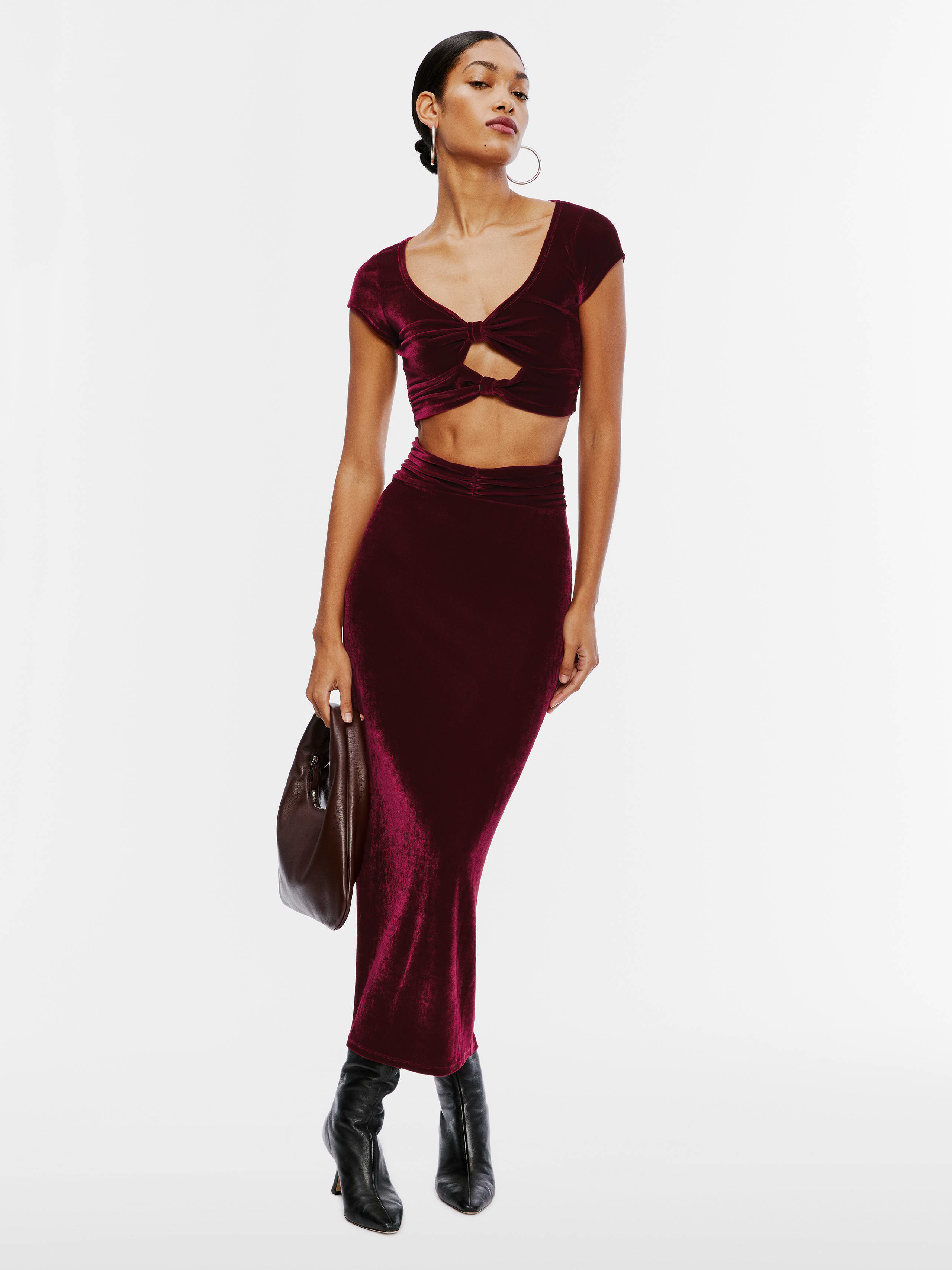 Deep Red Moritz Velvet Skirt