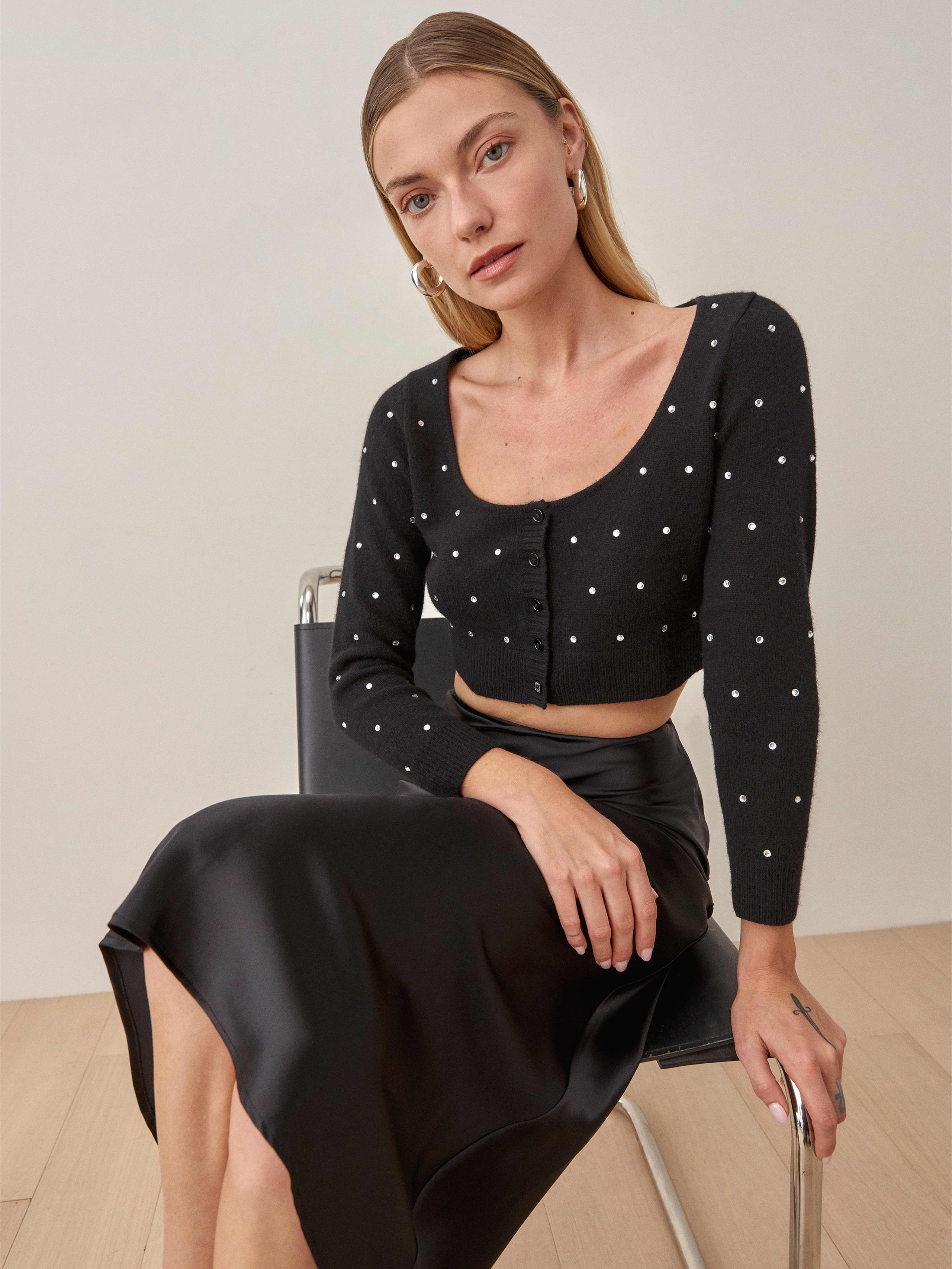 Black Nathalia Regenerative Wool Cardigan