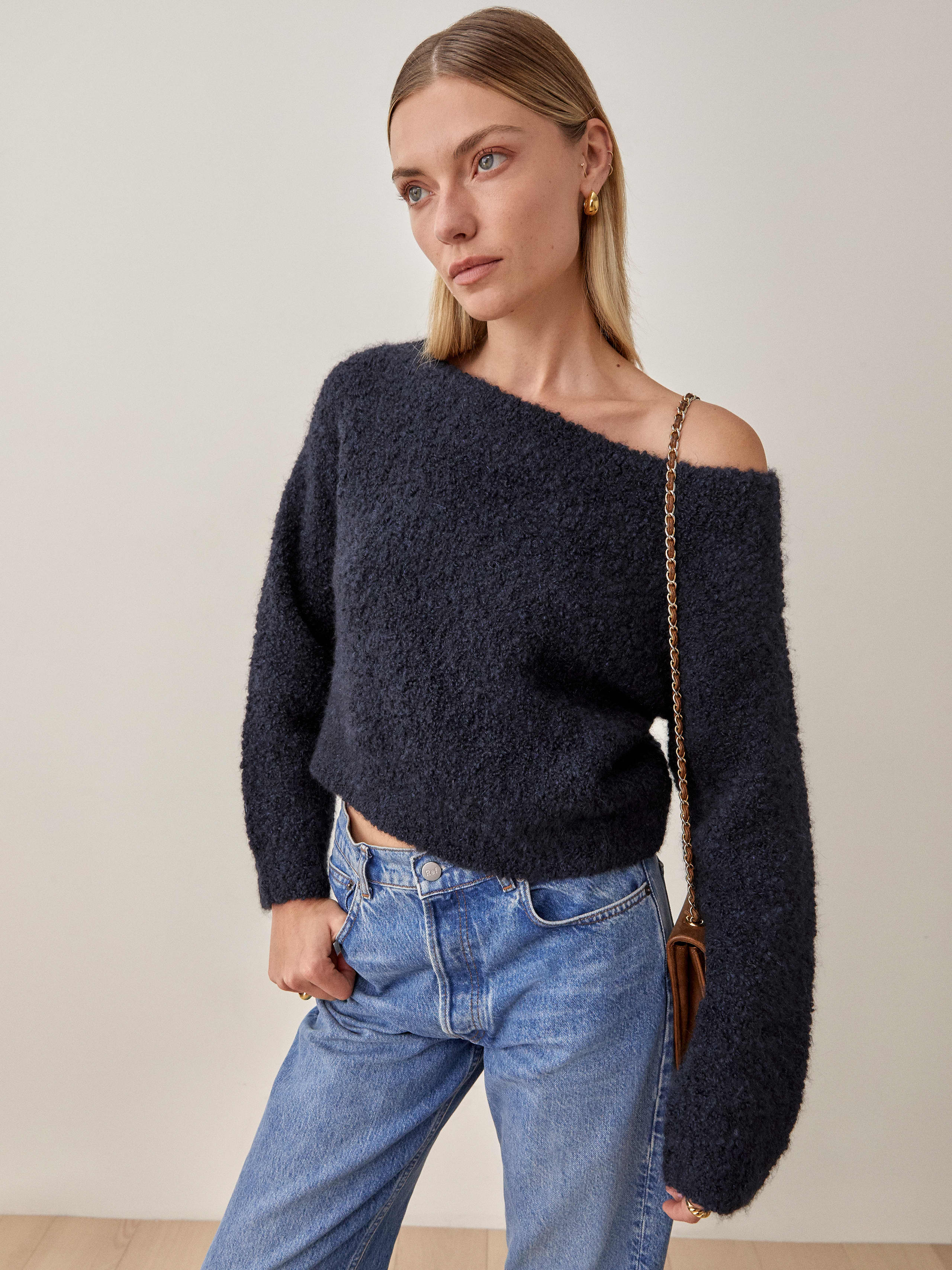 Navy Nickie Boucle Sweater